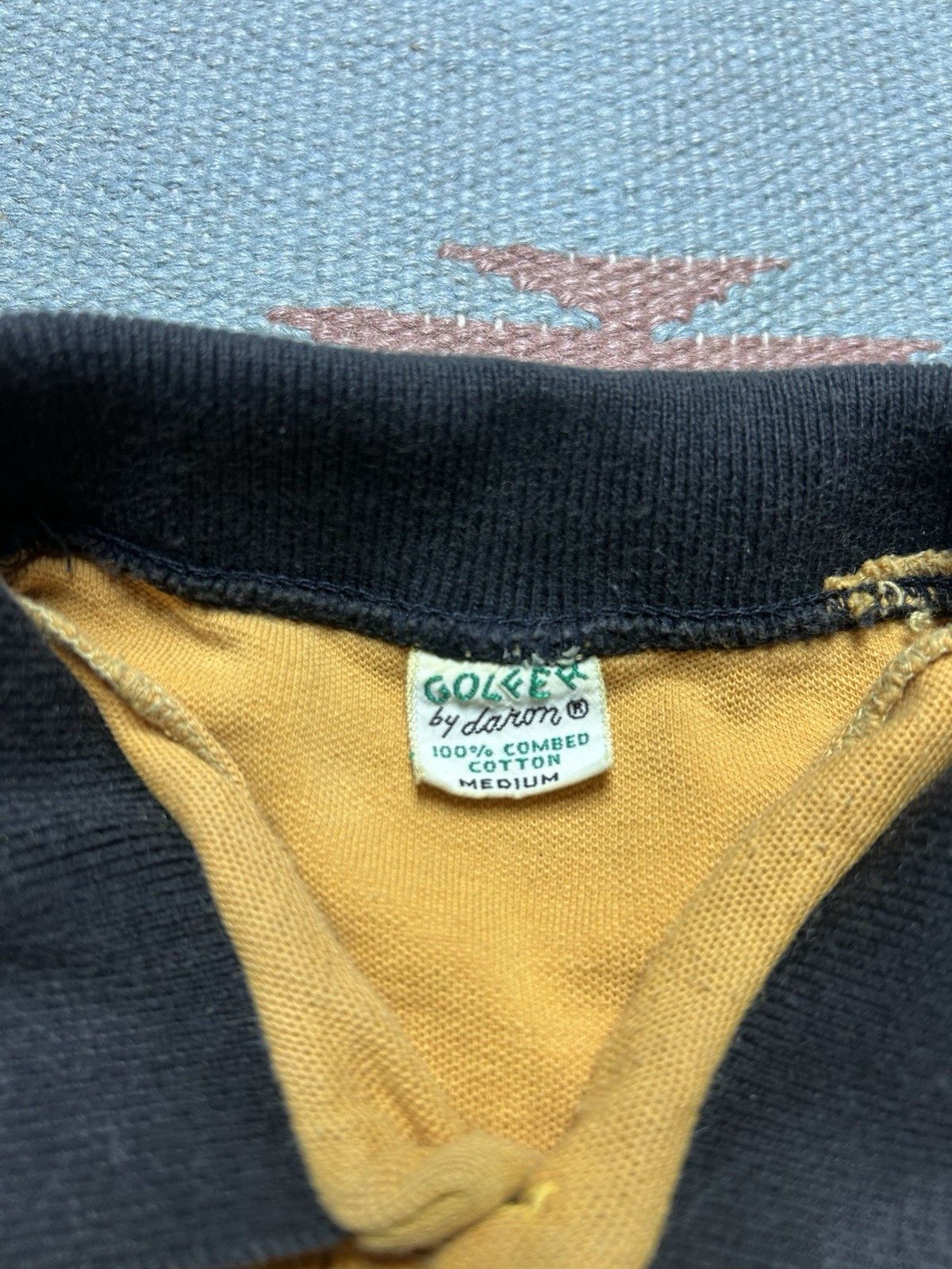 Vintage Vintage 50s polo shirt golf black yellow cotton knit medium Size US M / EU 48-50 / 2 - 5 Thumbnail