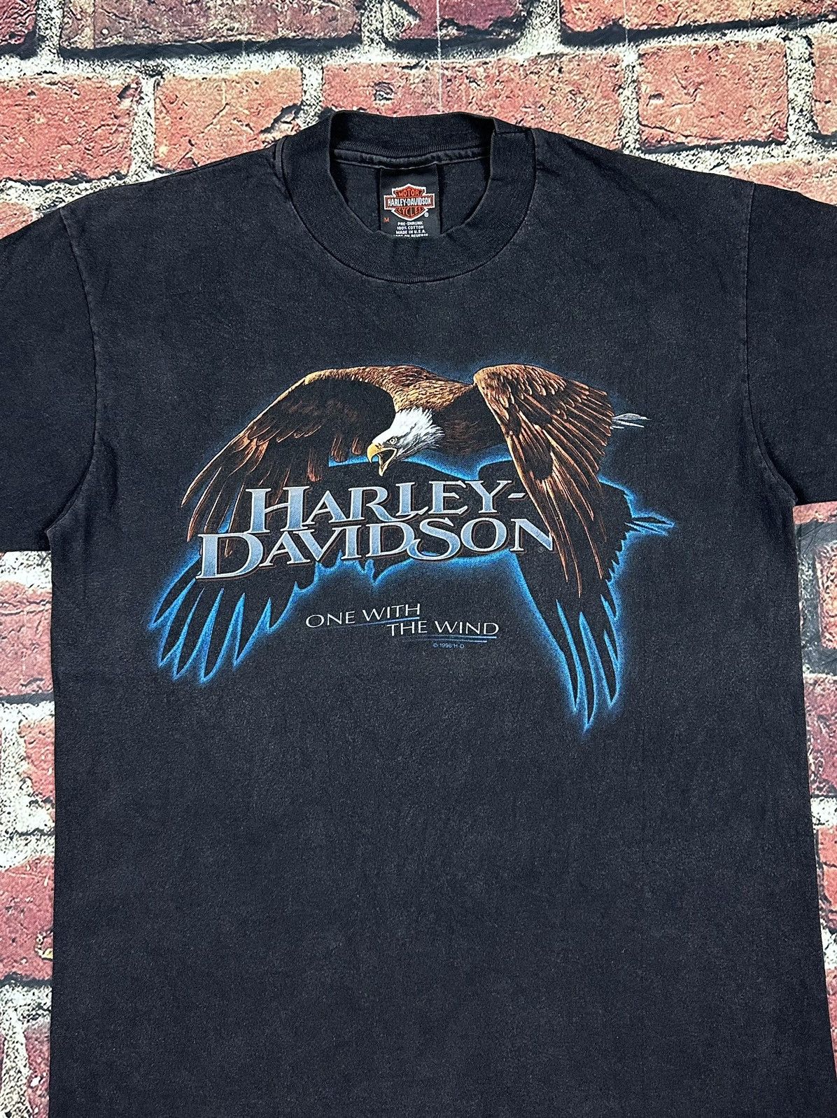 Harley Davidson × Vintage Vintage Harley Davidson One With Wind T Shirt Single Stitch Size US M / EU 48-50 / 2 - 3 Thumbnail