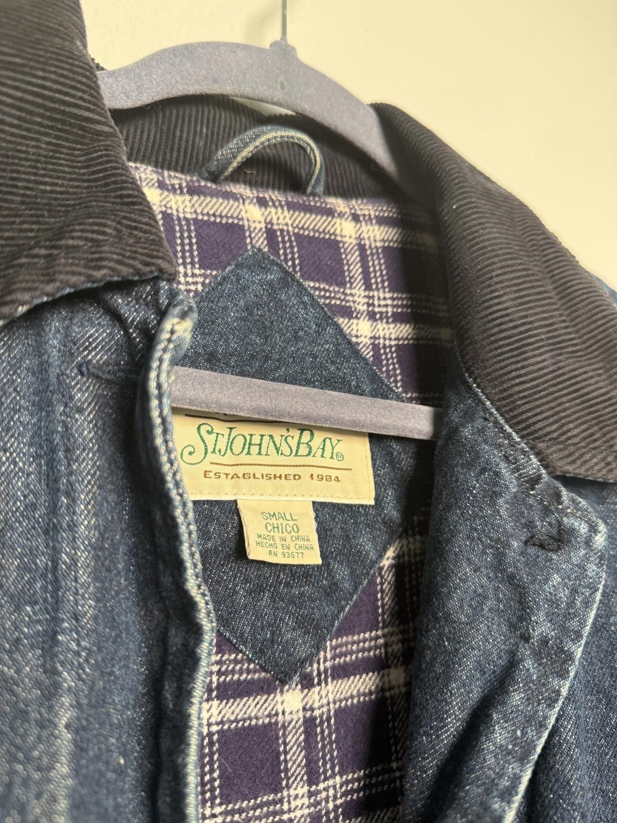 St. Johns Bay Denim Hunter Coat with Corduroy Collar and Plaid Lining Size S / US 4 / IT 40 - 4 Thumbnail