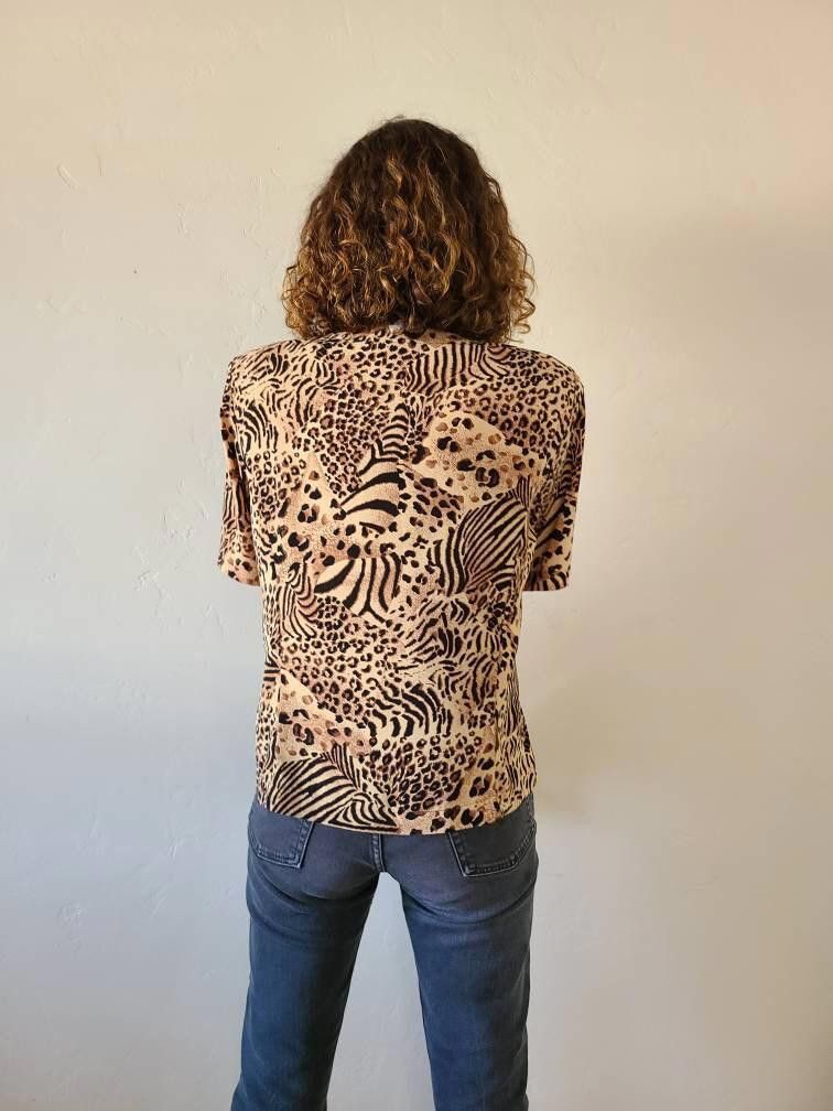 Designer Vintage 90's Cheetah/tiger button up Blouse Size M / US 6-8 / IT 42-44 - 3 Thumbnail