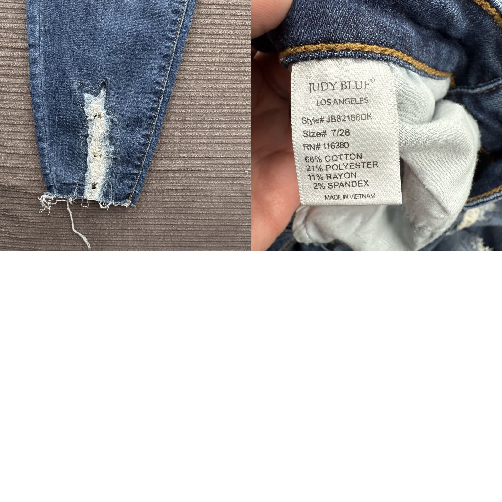 Vintage Judy Blue Jeans Women 28 Blue Cotton Denim Mid Rise Distressed Skinny Fit Casual Style 28 in Inseam 27 Short Bow Zipper Button Logo Vintage? No Size 28" / US 6 / IT 42 - 9 Thumbnail