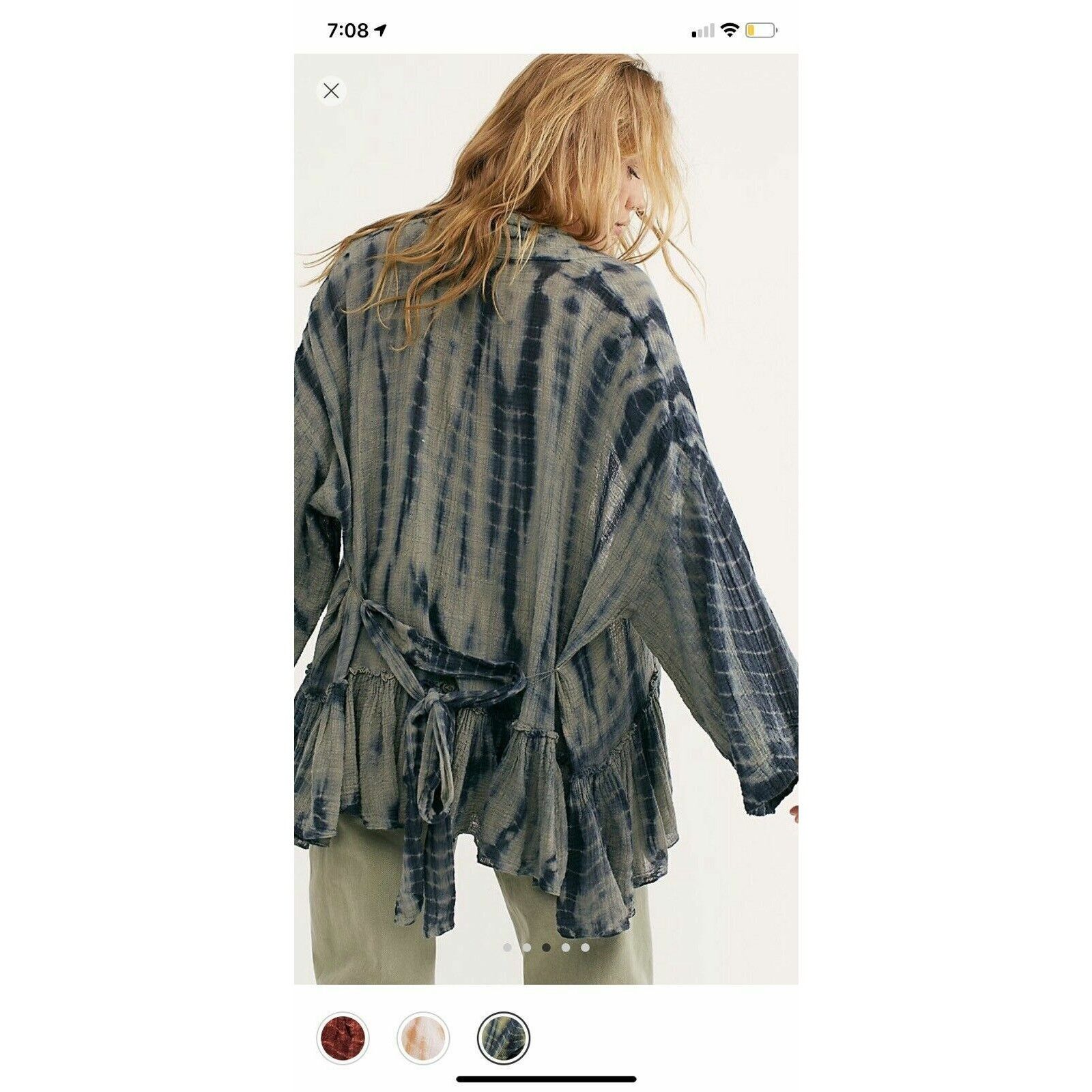 Free People Free People Womens Sasha Tie Dye Kimono XS/S Boho Cover Up Size S / US 4 / IT 40 - 4 Thumbnail