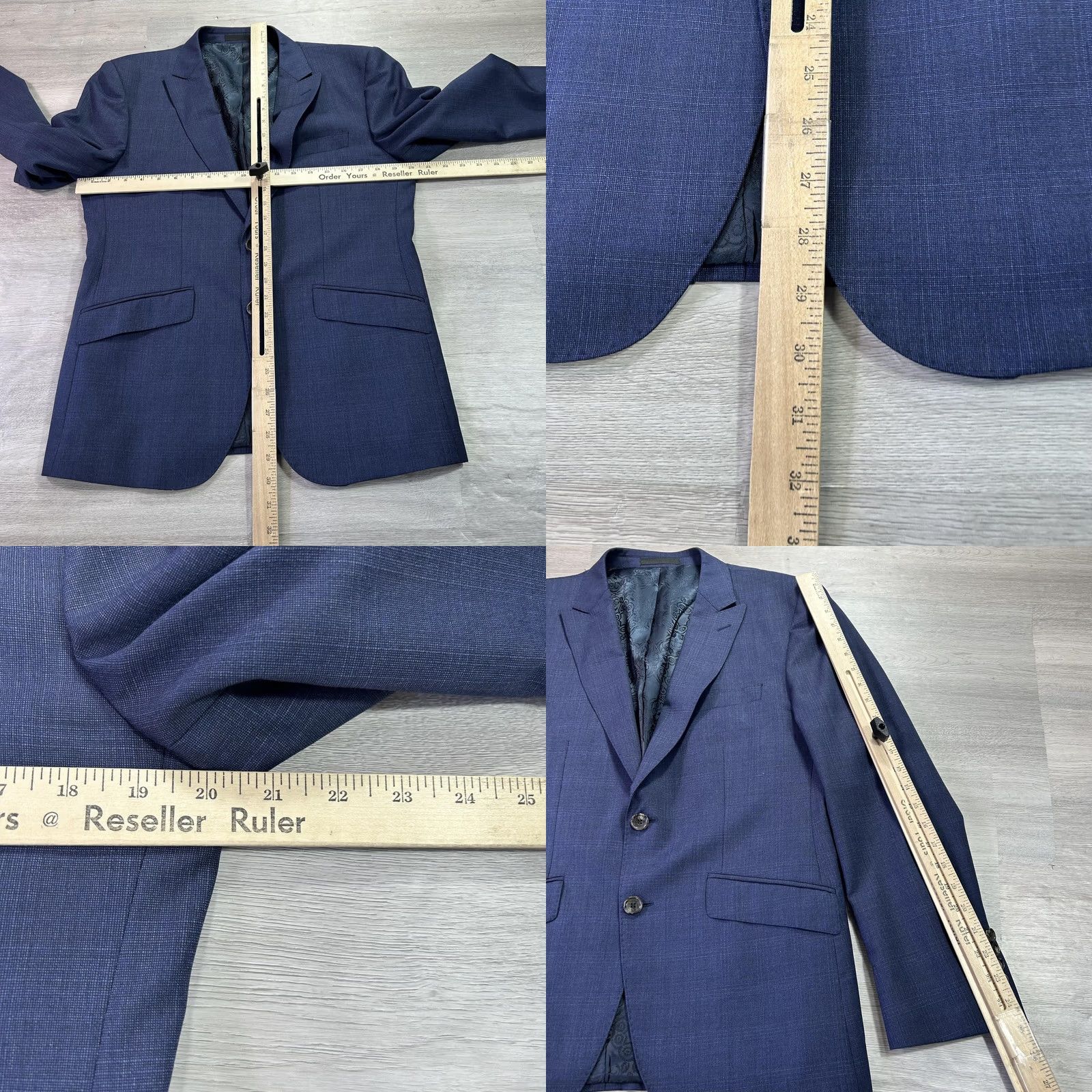 Vintage Peter Jackson Suit Jacket Mens 40 Short Blue Wool Two-Button Notch Lapel 2 Piece Formal Wedding Business Short Sleeve 4-Button Cuffs Size US 40 / EU 56 - 8 Thumbnail