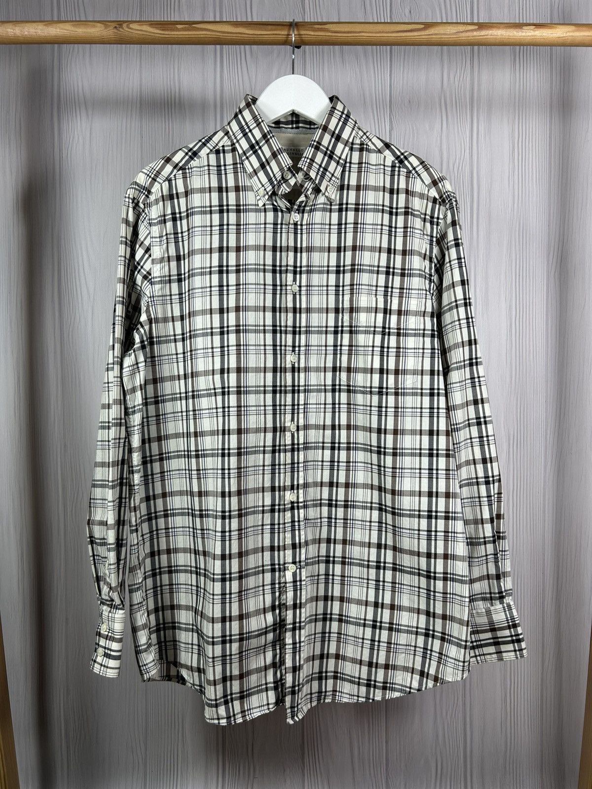 Brunello Cucinelli Brunello Cucinelli Check Pattern Cotton Shirt Size L Italy Size US L / EU 52-54 / 3 - 1 Thumbnail