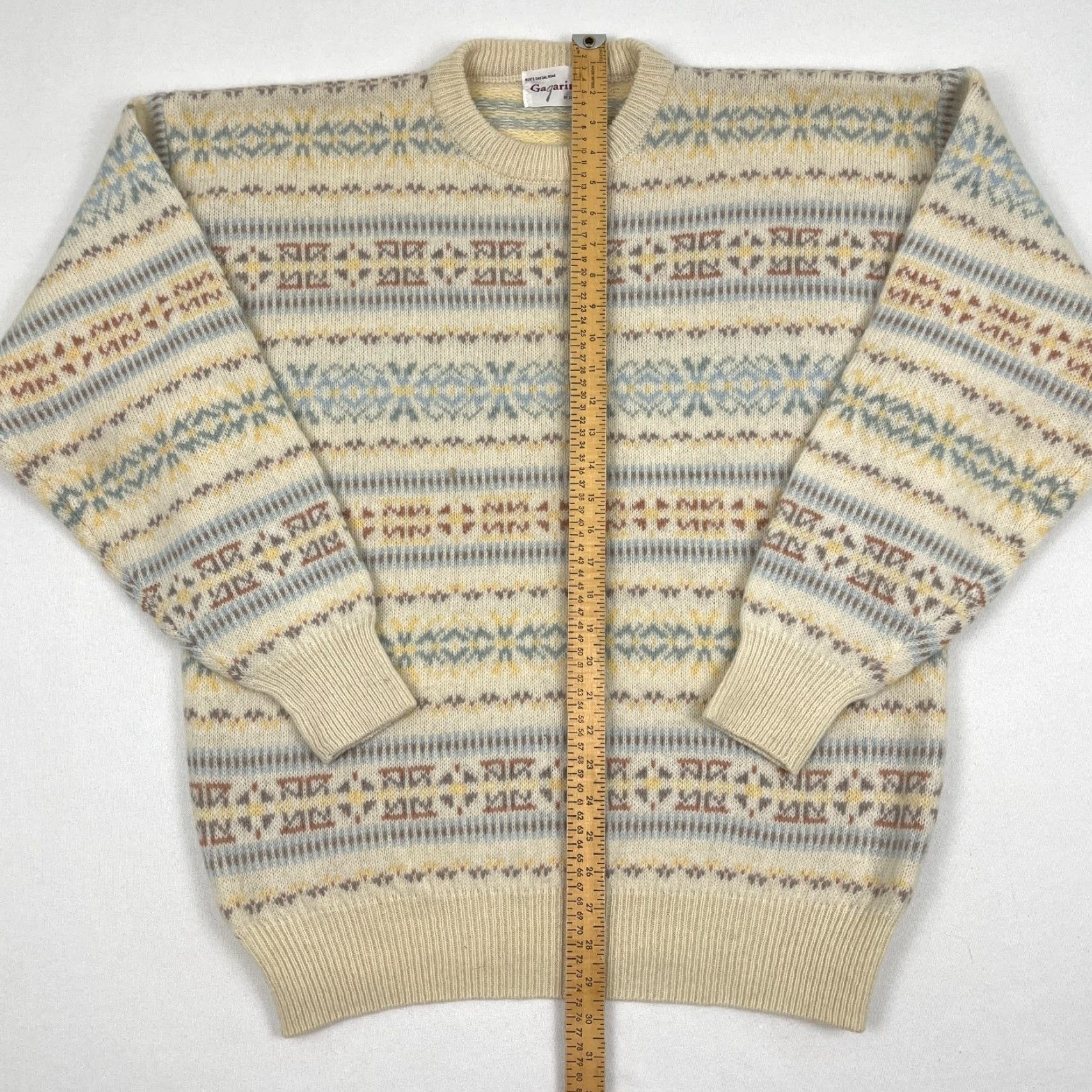 Vintage VTG Cubus Wool Sweater Mens XL Ivory Fair Isle Crew Neck Pullover 90s Vintage Classic Outdoors Mens Size US XL / EU 56 / 4 - 4 Thumbnail