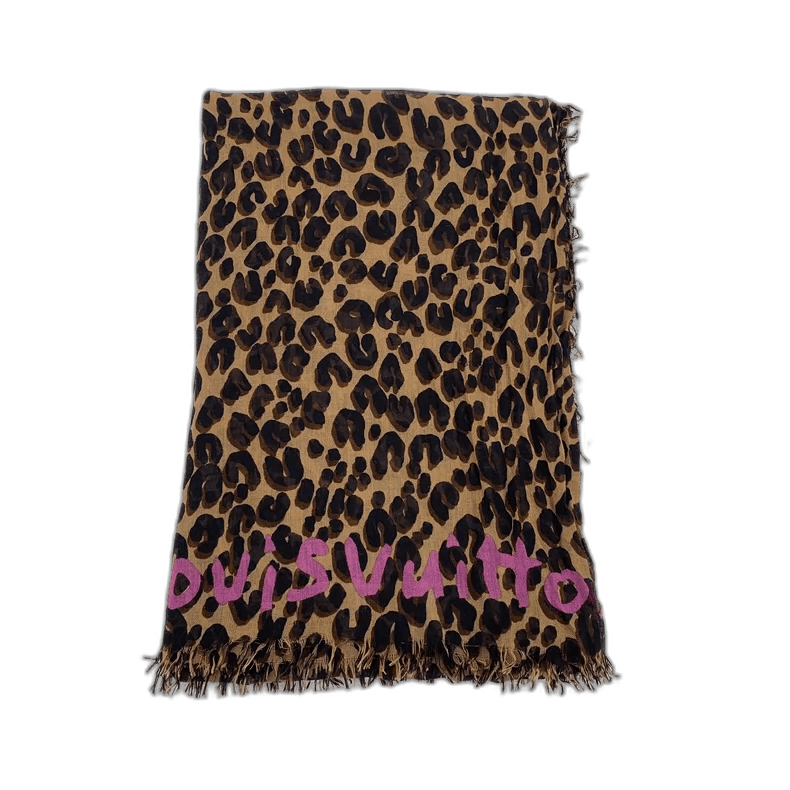 Louis Vuitton Louis Vuitton Brown Leopard Print Cashmere Scarf Size ONE SIZE - 1 Thumbnail