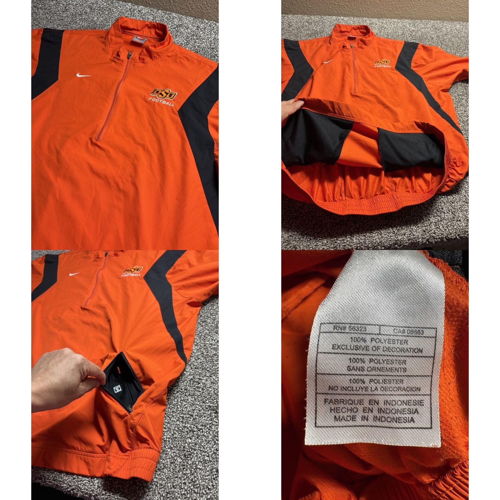 Nike Nike OSU Jacket Mens L Oklahoma Cowboys 1/4 Zip Windbreaker Team Fit Storm Track Jacket Size US L / EU 52-54 / 3 - 8 Thumbnail