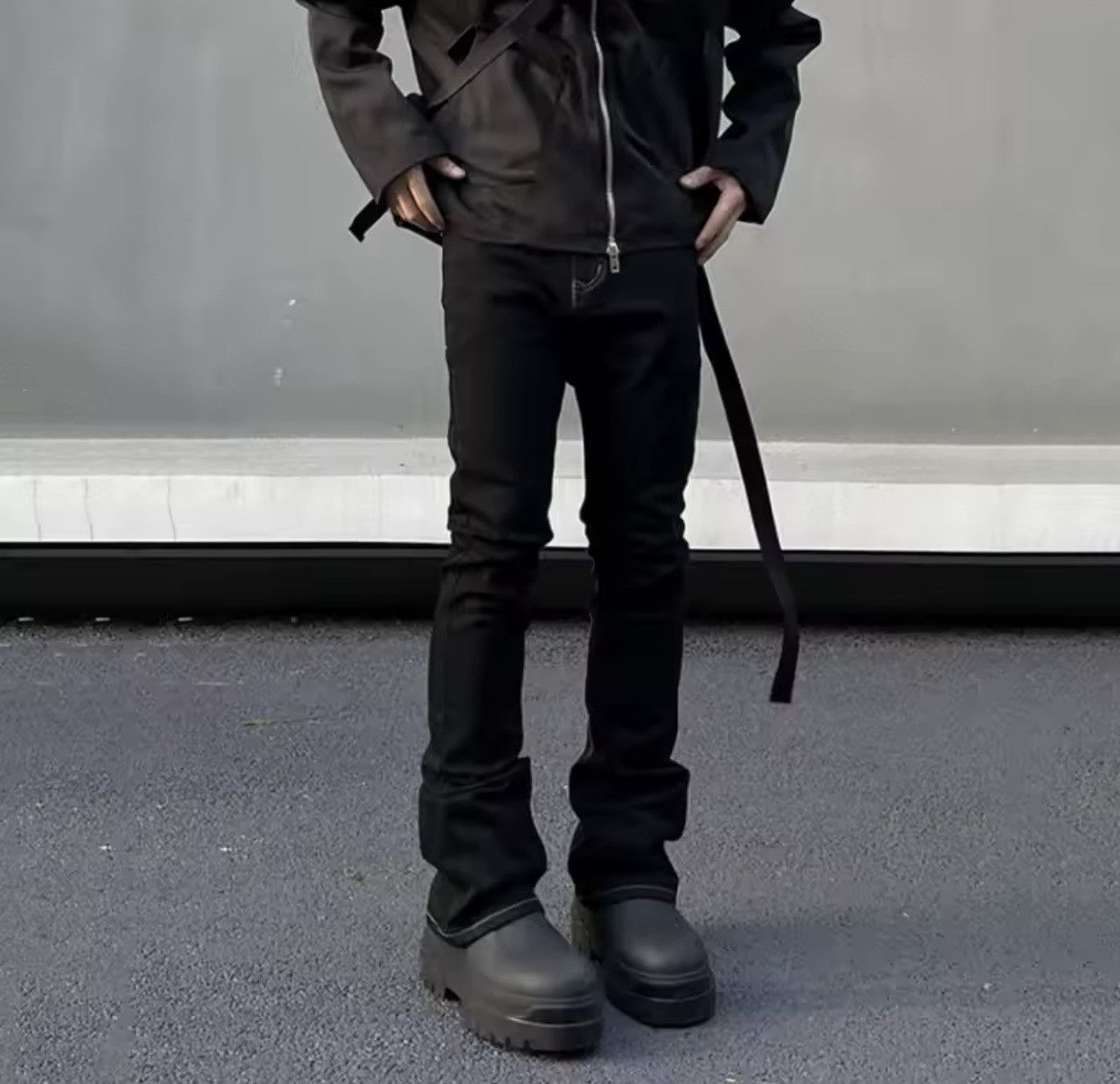 Japanese Brand × Jean Black micro flared slim fit jeans Size US 34 / EU 50 - 3 Thumbnail