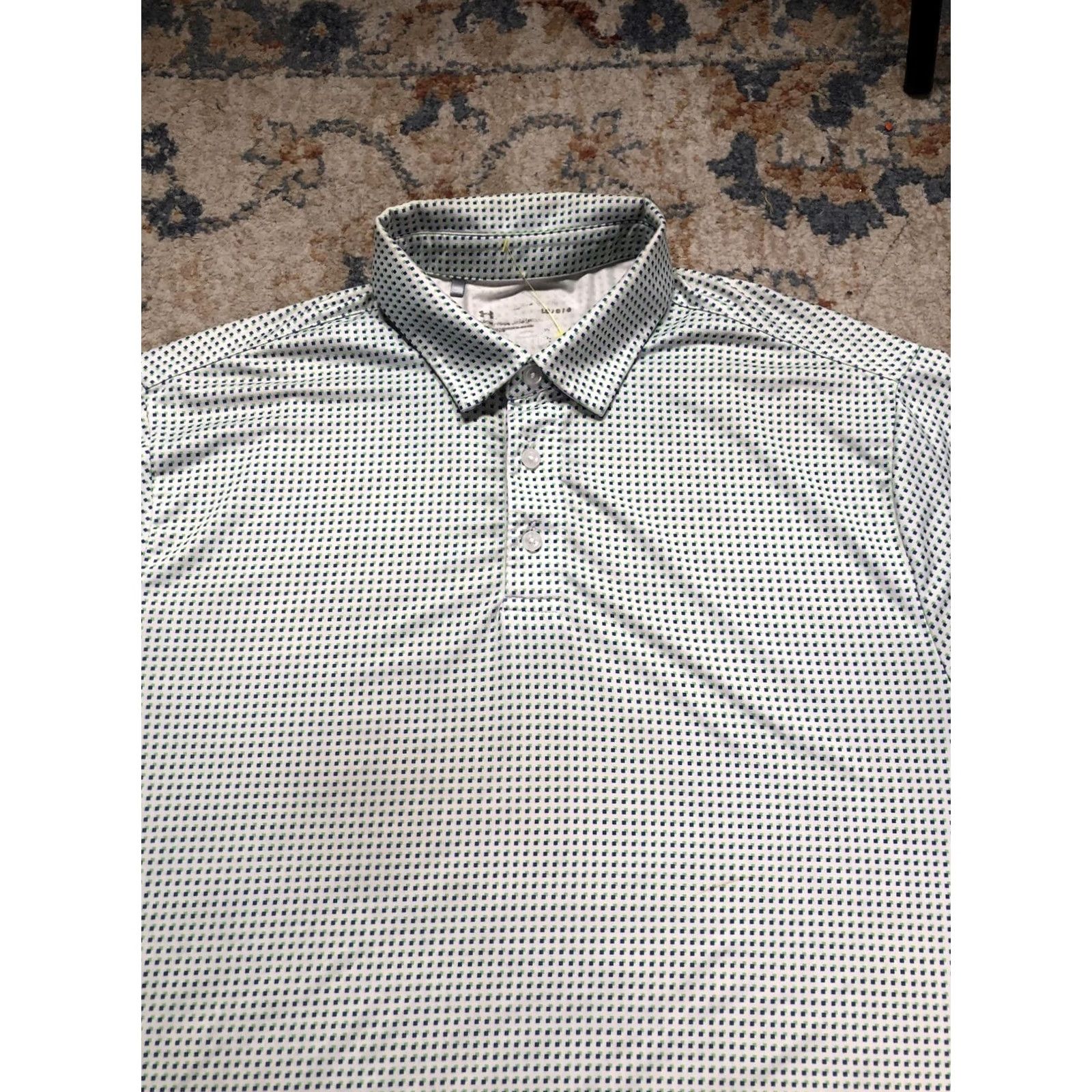 Under Armour Under Armour Polo Shirt Mens L White Geometric Print Short Sleeve Golf Size US L / EU 52-54 / 3 - 6 Thumbnail