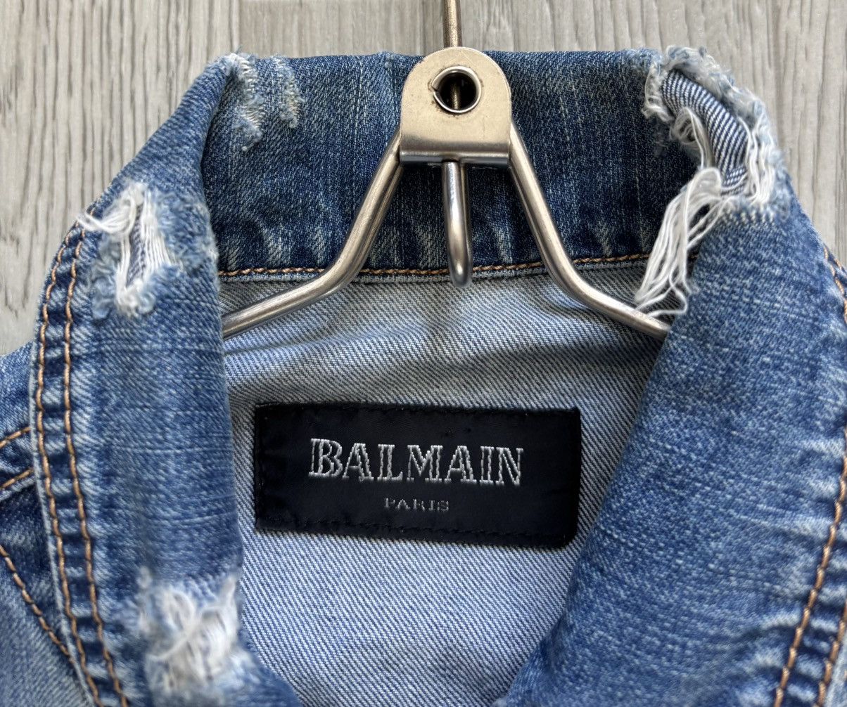 Balmain × Vintage Vintage Balmain Denim Jacket Cropped Y2K Size L / US 10 / IT 46 - 4 Thumbnail
