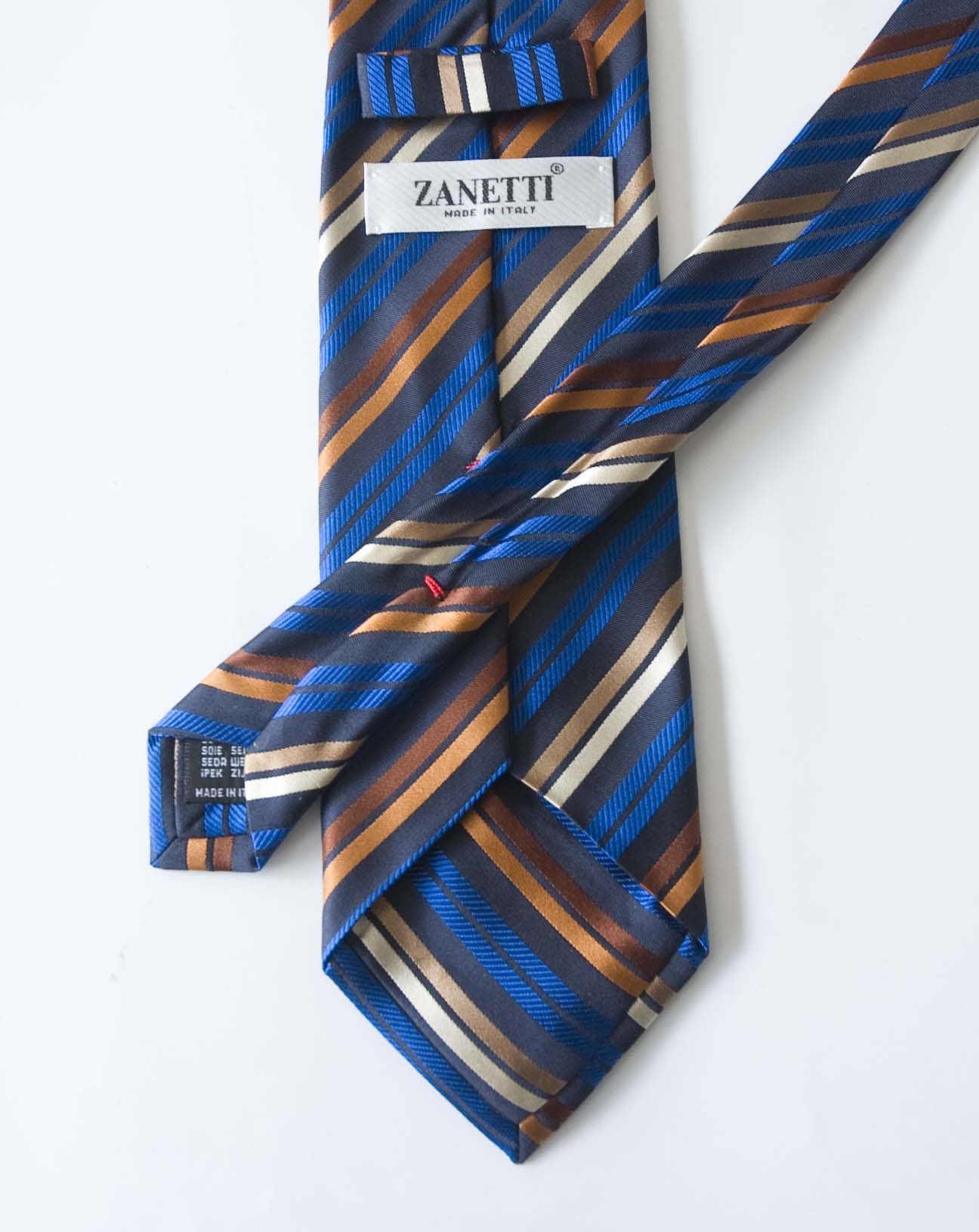 Zanetti Zanetti Tie Necktie Made In Italy 100% Silk Blue / Brown Size ONE SIZE - 2 Thumbnail
