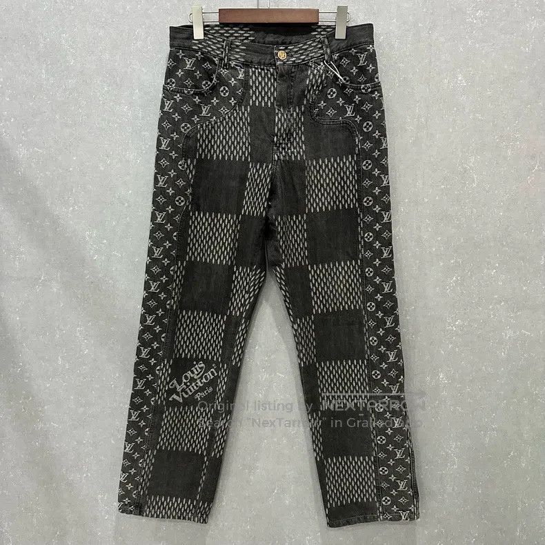 Louis Vuitton Louis Vuitton Gray presbyopic full print checkerboard Jean Size US 30 / EU 46 - 1 Thumbnail