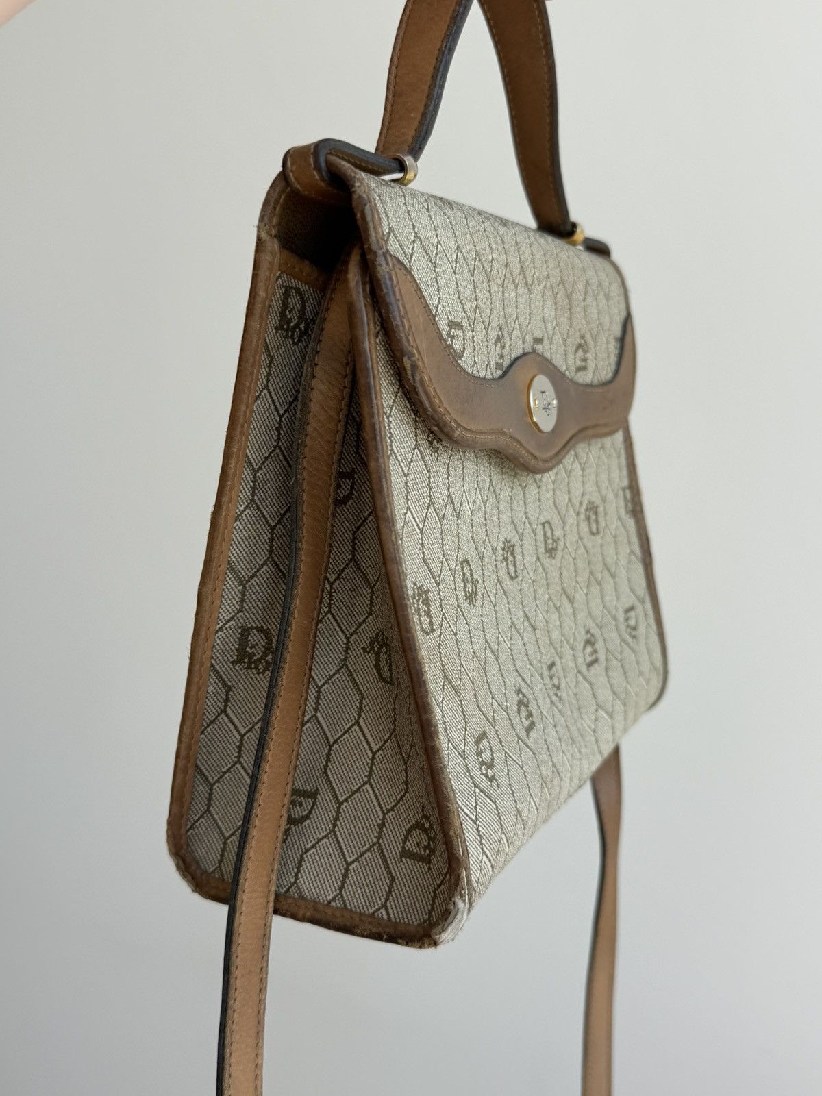 Dior Christian Dior France Vintage Honeycomb Canvas Leather Bag Size ONE SIZE - 14 Thumbnail
