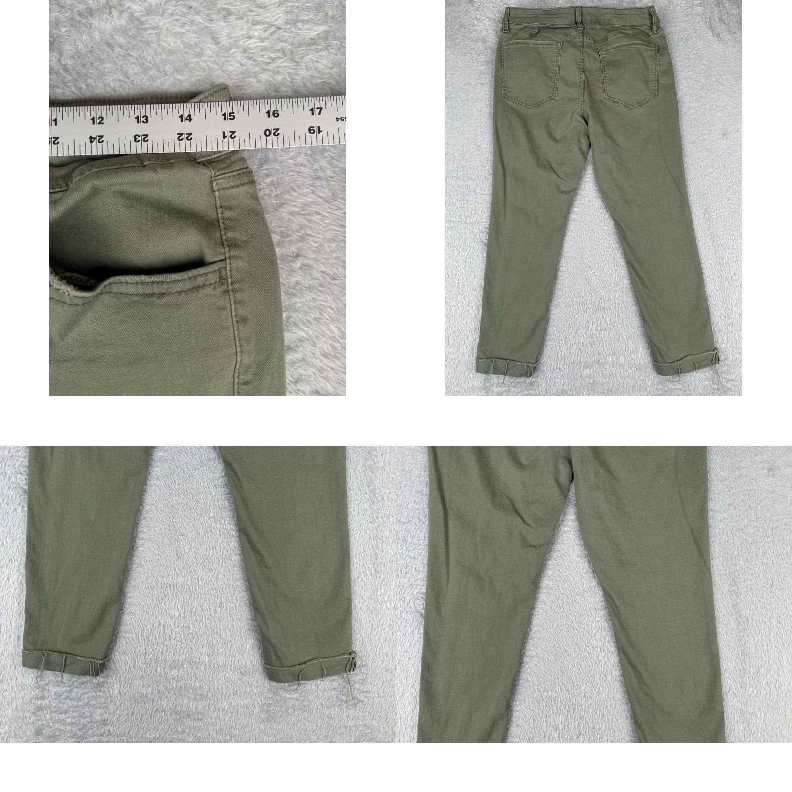 Denime SO Jeans Pants Women Regular 30x24 Green Denim Mid Crop Tapered 5-Pocket Design Cotton Blend Jeans City Womens Size 34" / US 12 / IT 48 - 9 Thumbnail