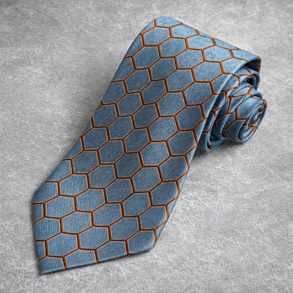 Ermenegildo Zegna Vintage Ermenegildo Zegna Silk Tie Blue Geometric Italy Size ONE SIZE - 1 Thumbnail