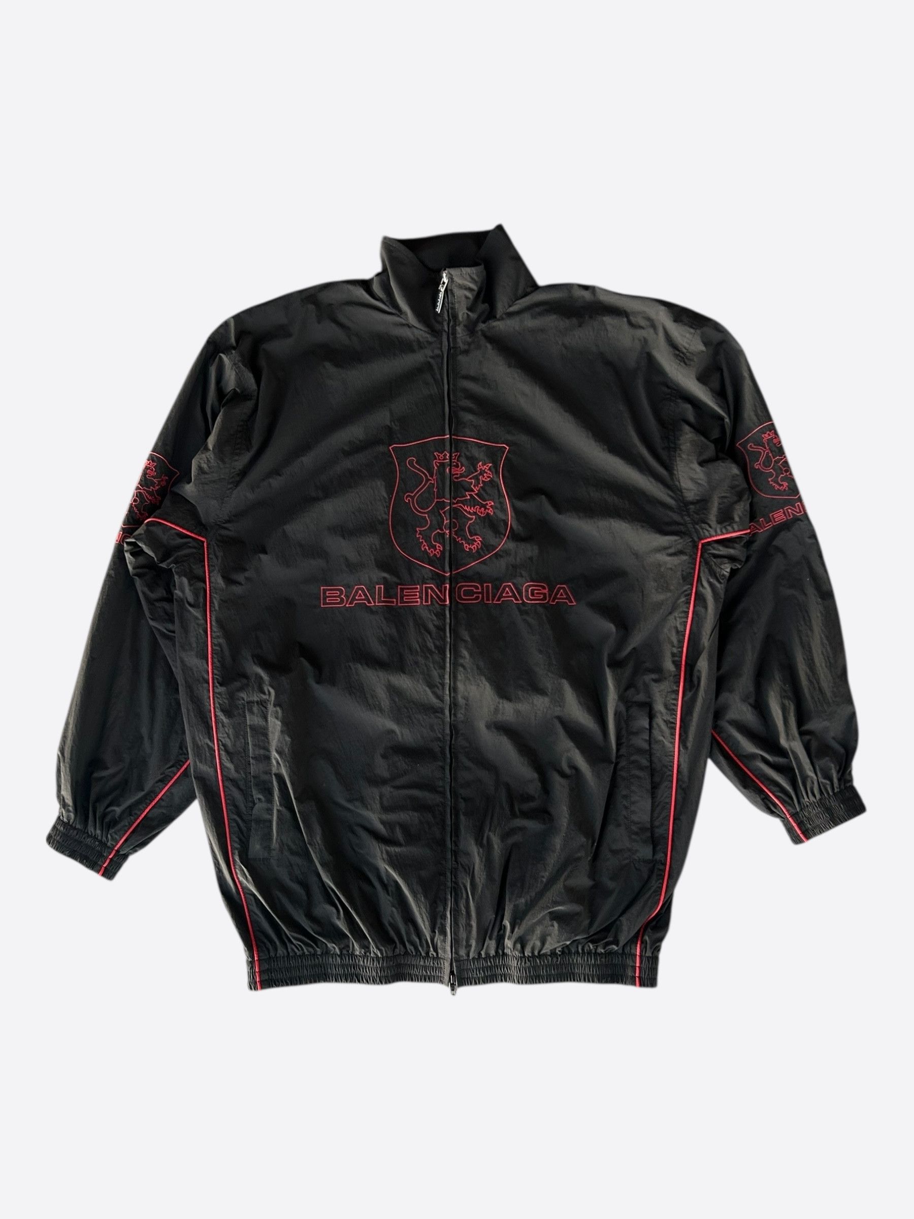 Balenciaga Black & Red Lion Club Embroidered Logo Track Jacket Size US XL / EU 56 / 4 - 1 Thumbnail