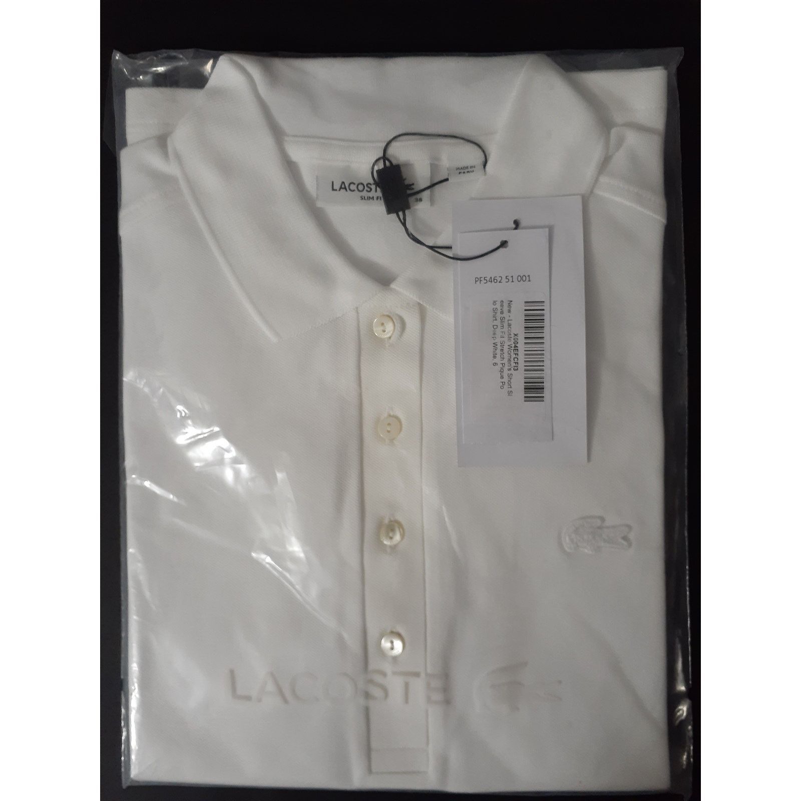 Lacoste Lacoste Women's Slim Fit Stretch Mini Pique Polo White 6 Size M / US 6-8 / IT 42-44 - 2 Thumbnail