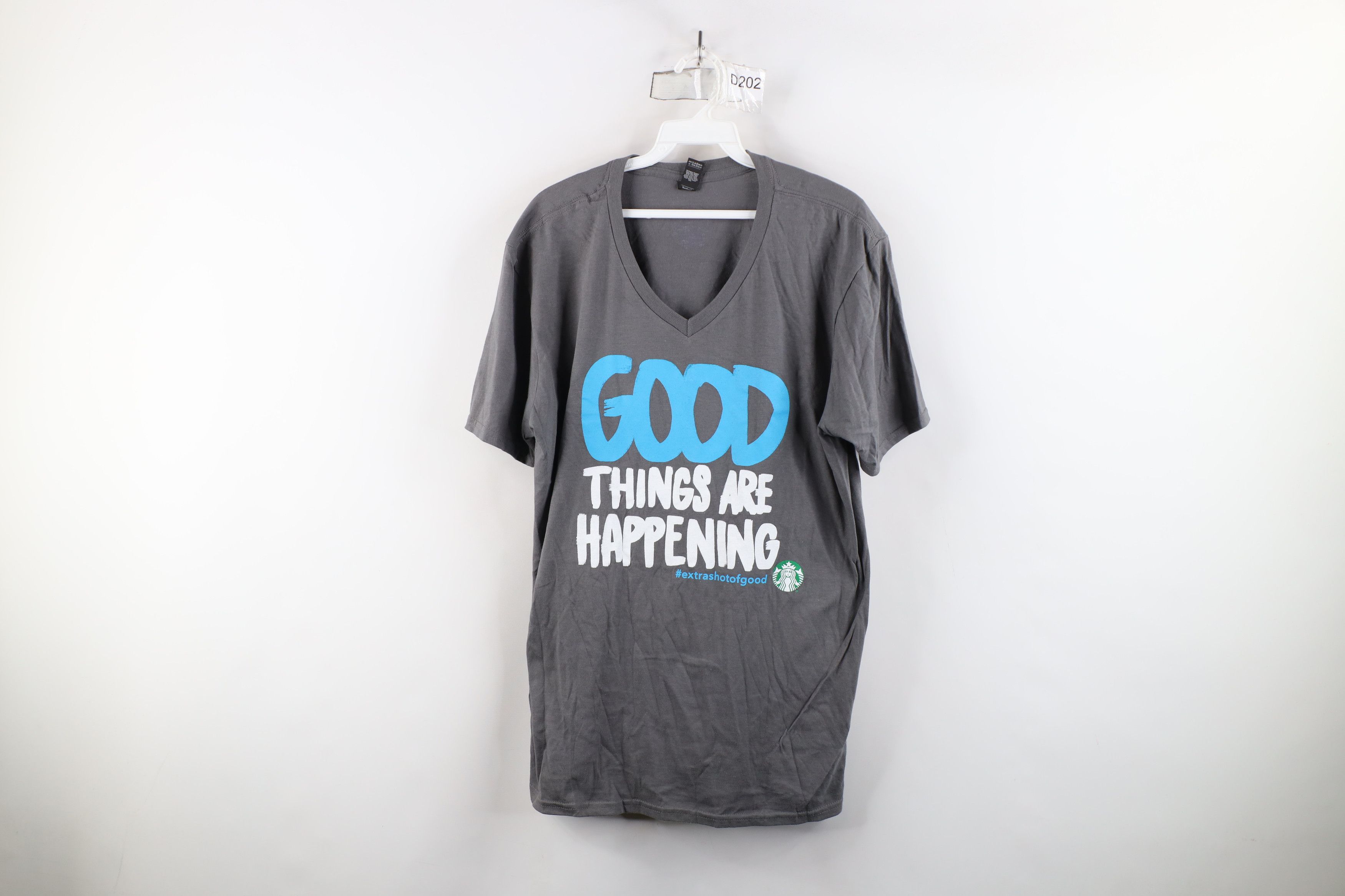 Vintage Starbucks Coffee Good Things Are Happening V-Neck T-Shirt Size L / US 10 / IT 46 - 1 Thumbnail
