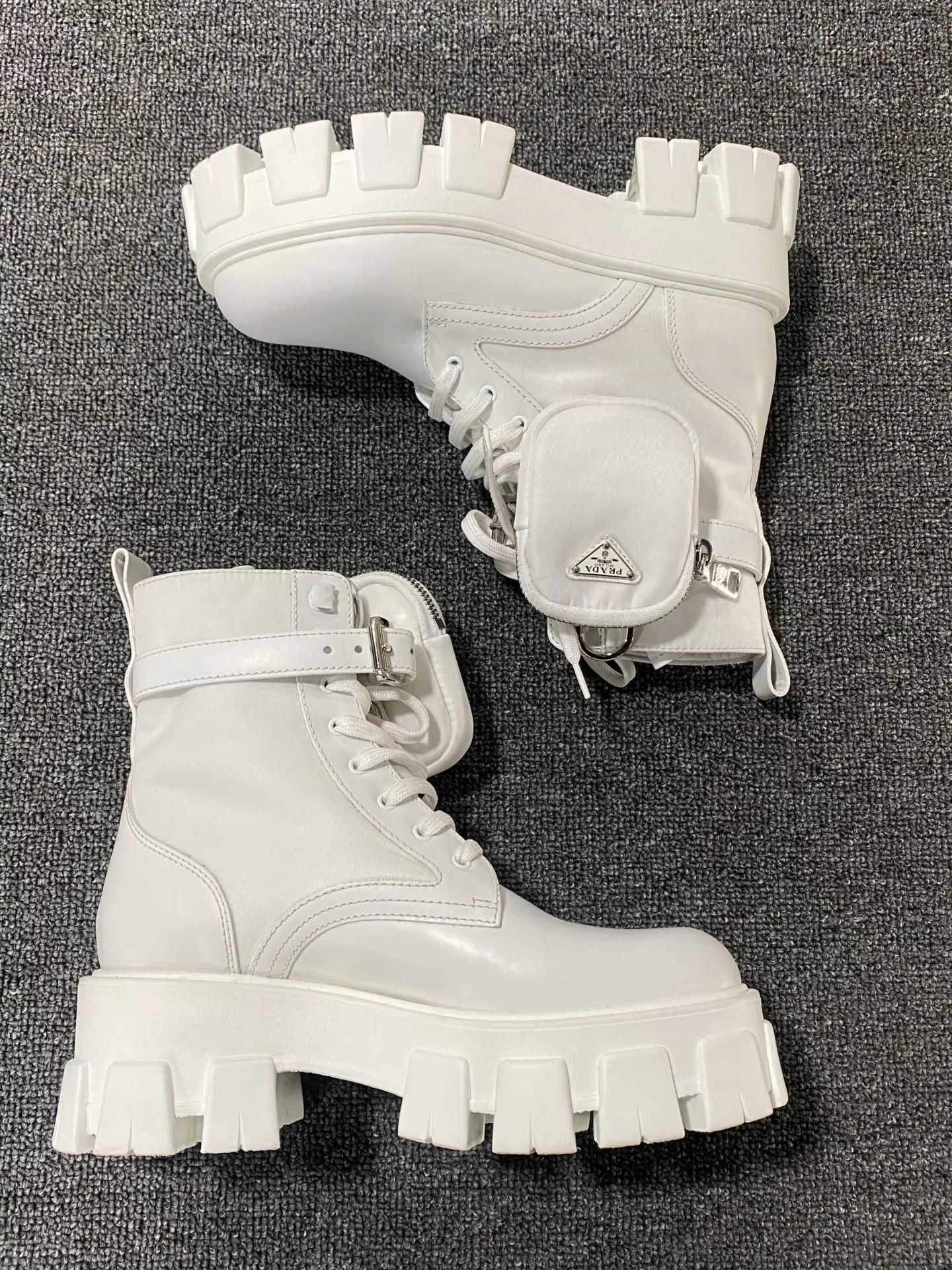 Prada PRADA white wallet triangle logo boots 37 Size US 6.5 / IT 36.5 - 4 Thumbnail