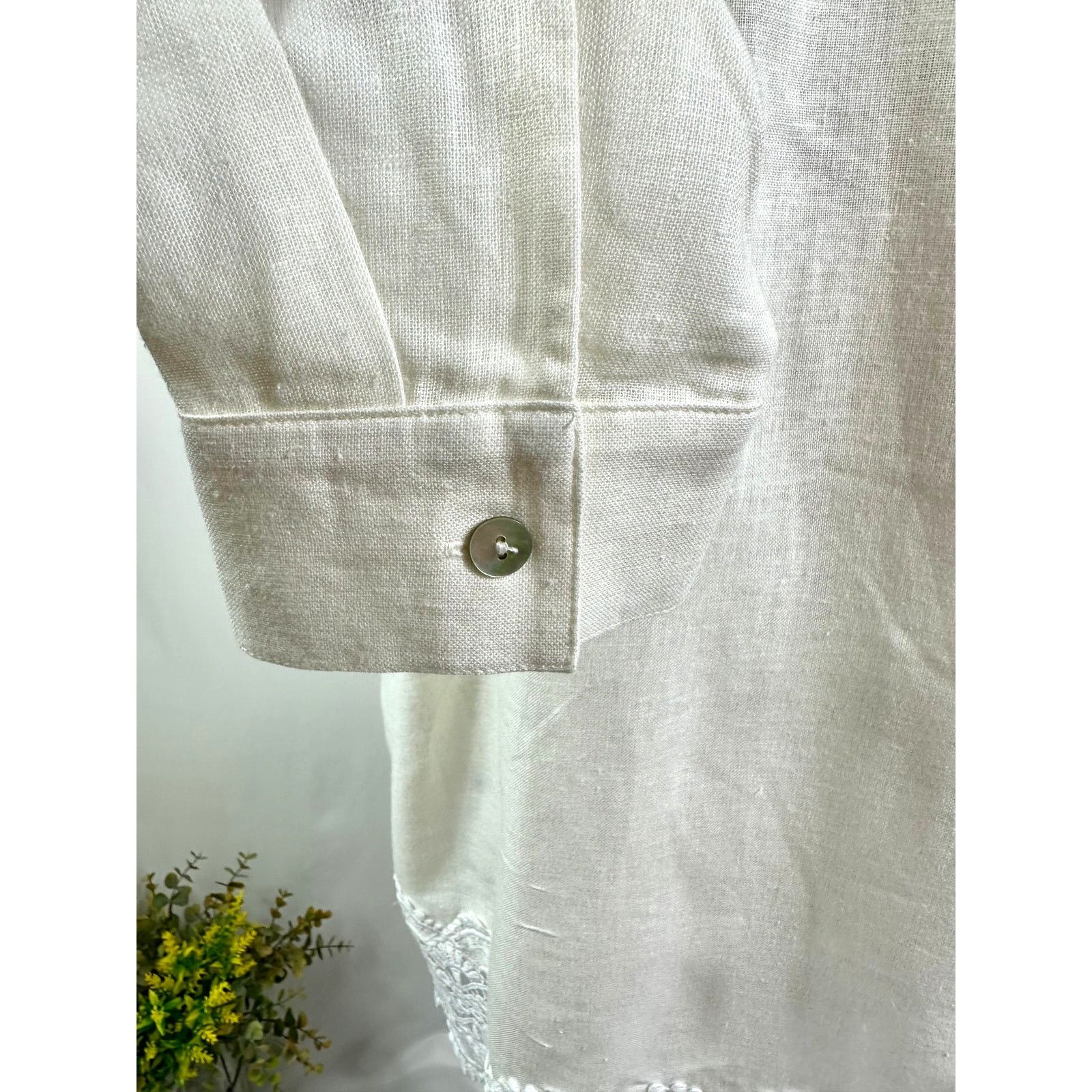 Other Susan Graver Cross-Dyed Linen Blend Button Shirt Cream M Size M / US 6-8 / IT 42-44 - 9 Thumbnail