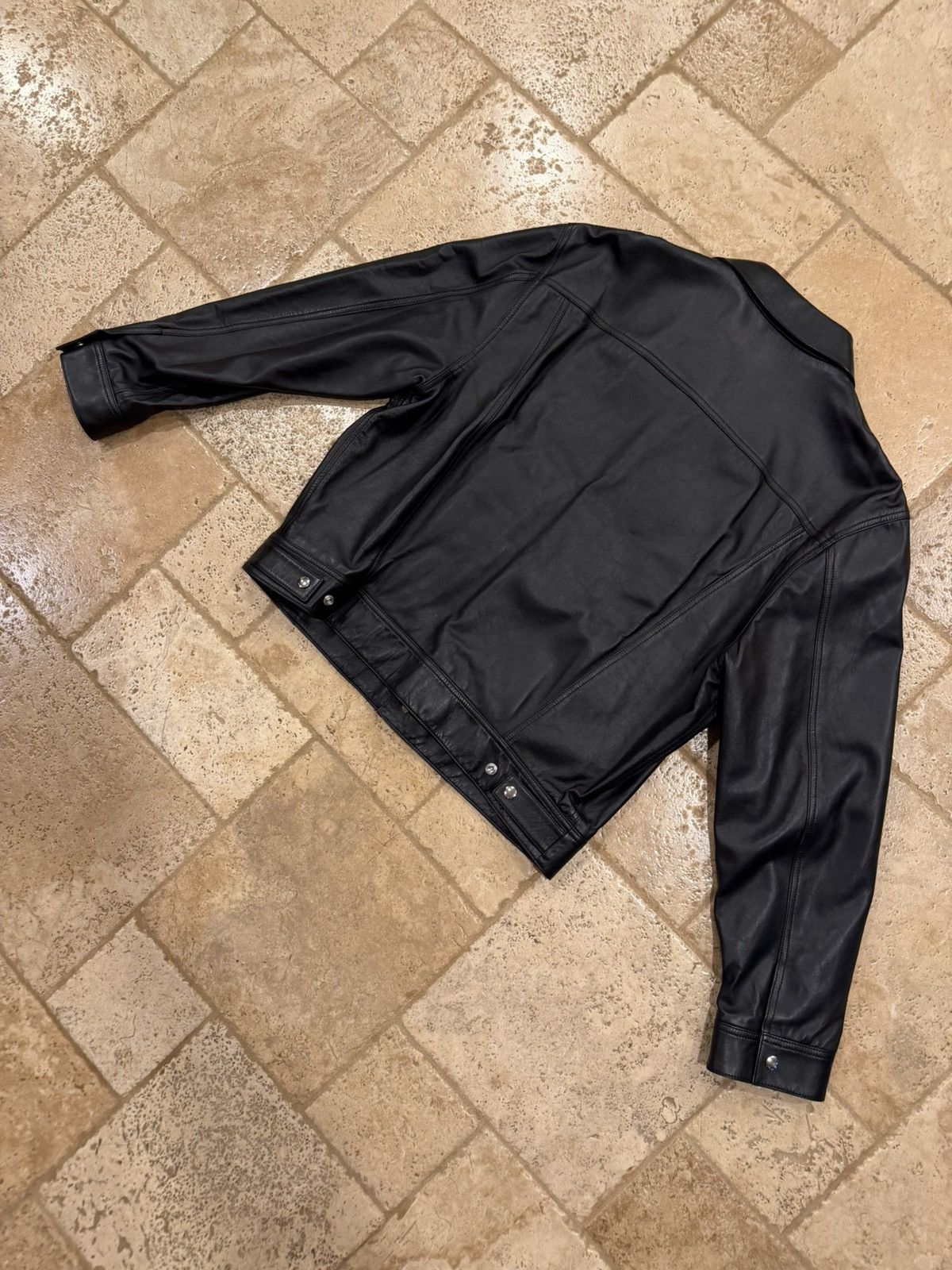 Celine Celine x Hedi SS23 Runway Bauhaus Leather Trucker Jacket Size US XL / EU 56 / 4 - 10 Thumbnail