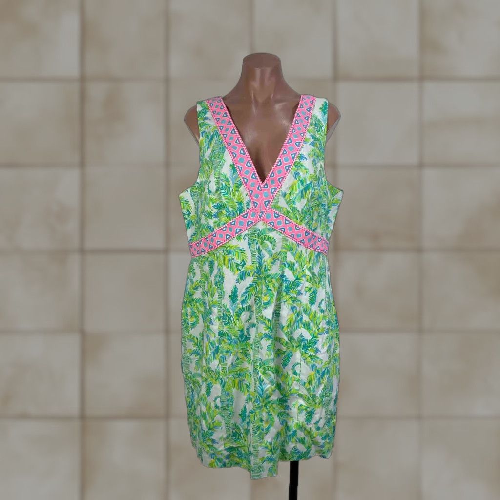 New! LILLY PULITZER Lanora Stretch Shift Dress Sz 16 Fresh Citrus Keep Palm  NWT