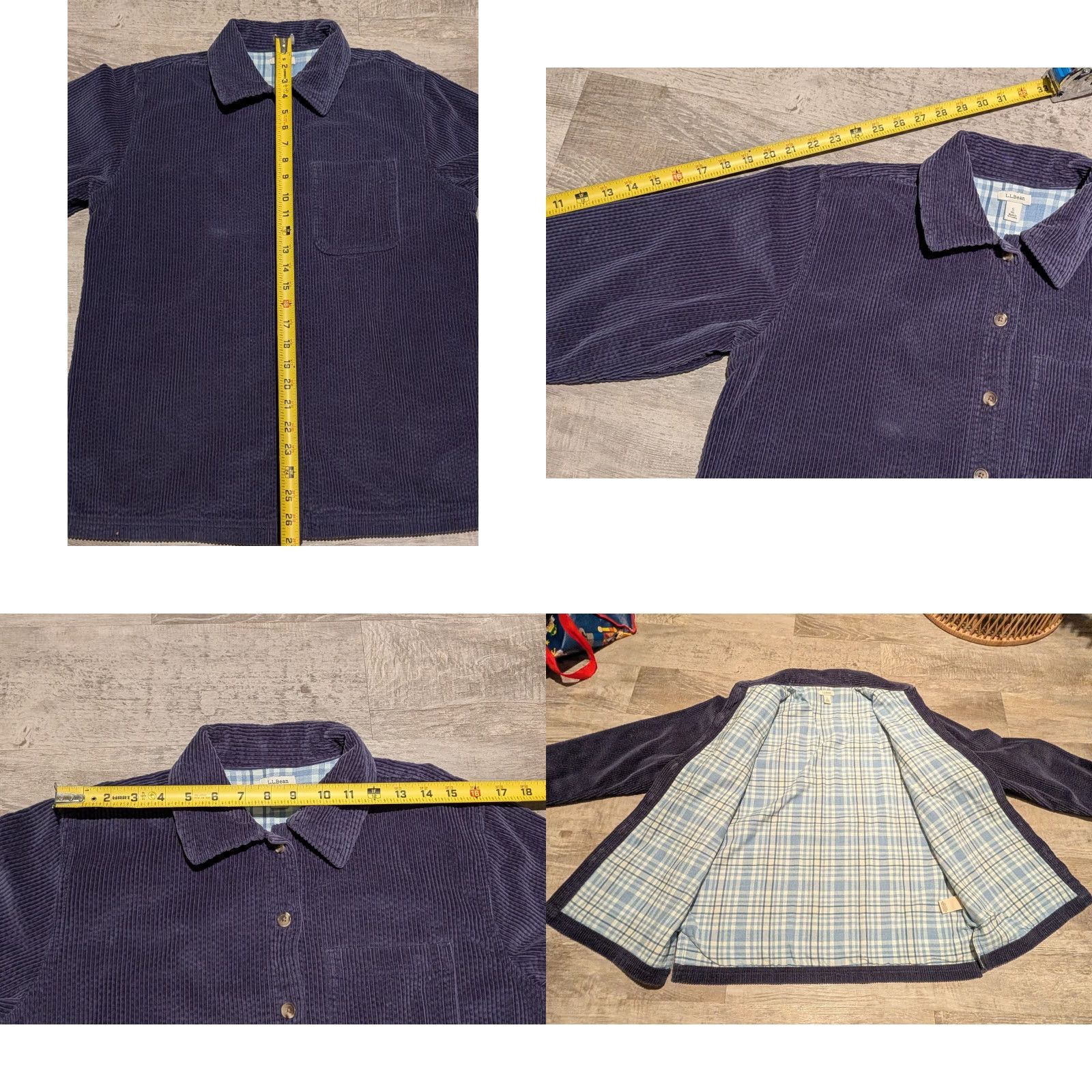 Vintage VINTAGE L.L. Bean Corduroy Shirt Jacket Womens Small Blue Plaid Flannel Lined Shacket Size S / US 4 / IT 40 - 8 Thumbnail