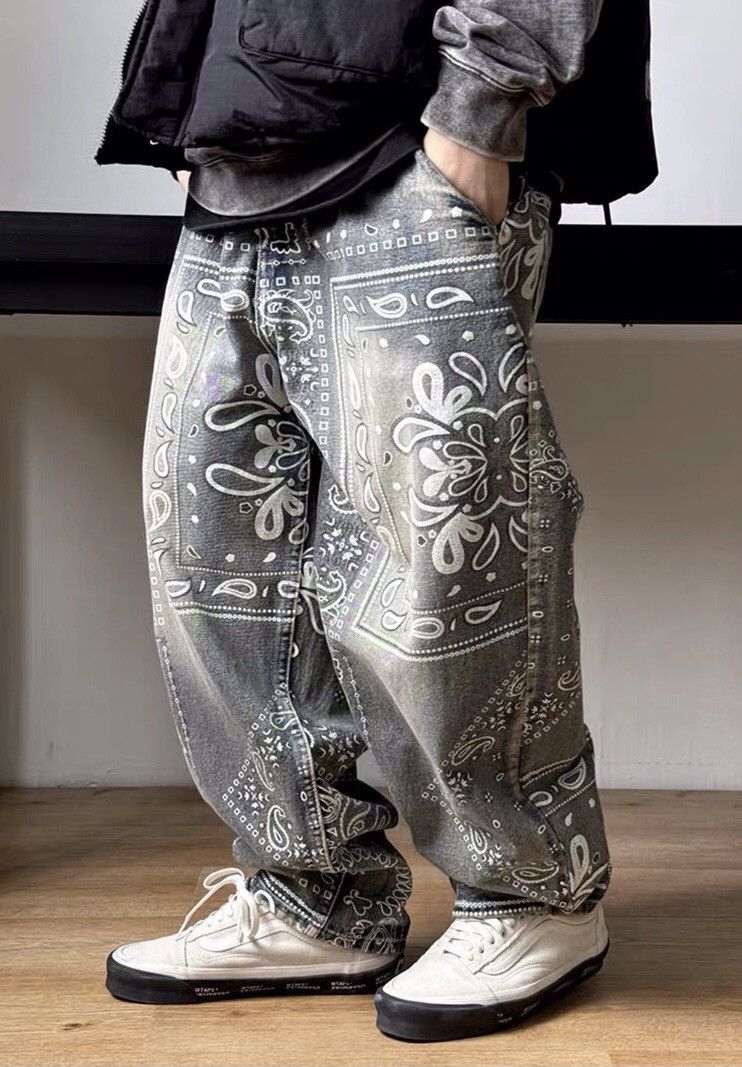 Retro y2k bandana paisley baggy loose jeans pants