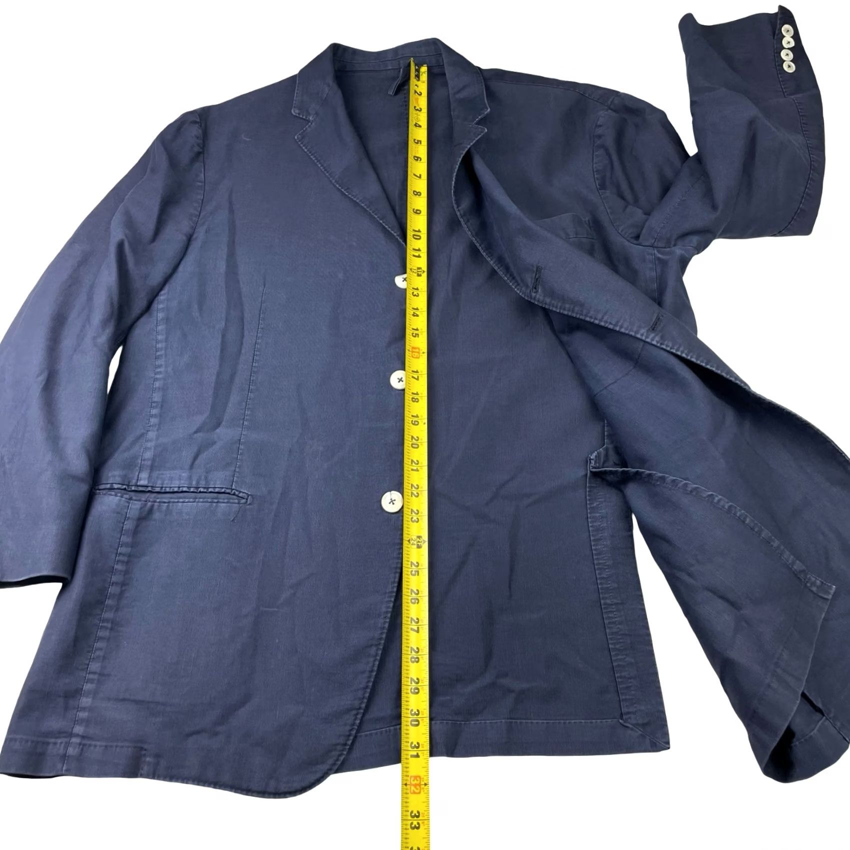 Vintage Michele Negri Men’s 2 Piece Suit Navy Blue 44R 42x28 Cotton Chino Flat Front Double-Vented Notch Lapel 3-Button Jacket Short Size 44R - 5 Thumbnail