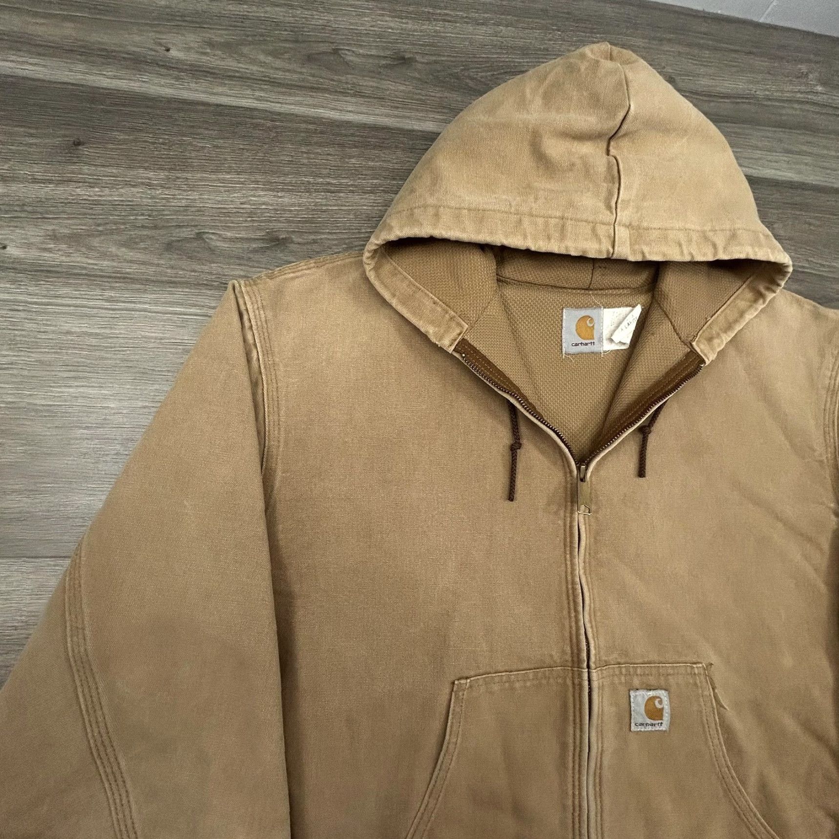 Carhartt VINTAGE Carhartt Jacket Mens 2XL Hooded Canvas Bomber Regular Zip Beige Grunge 90s Workwear Mens Size US XXL / EU 58 / 5 - 5 Thumbnail