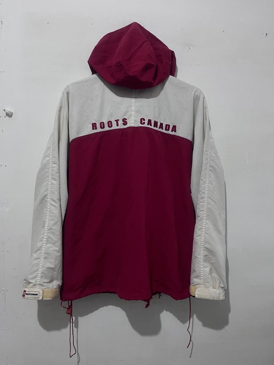 Japanese Brand Vtg Roots Canada Colorblock Hooded Windbreaker Jacket Size US XL / EU 56 / 4 - 2 Thumbnail