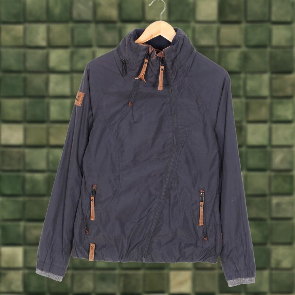 Vintage Naketano Jacket Women M Blue Logo Casual Coat Zip Hooded Modern Designer Short Length Size M / US 6-8 / IT 42-44 - 1 Thumbnail