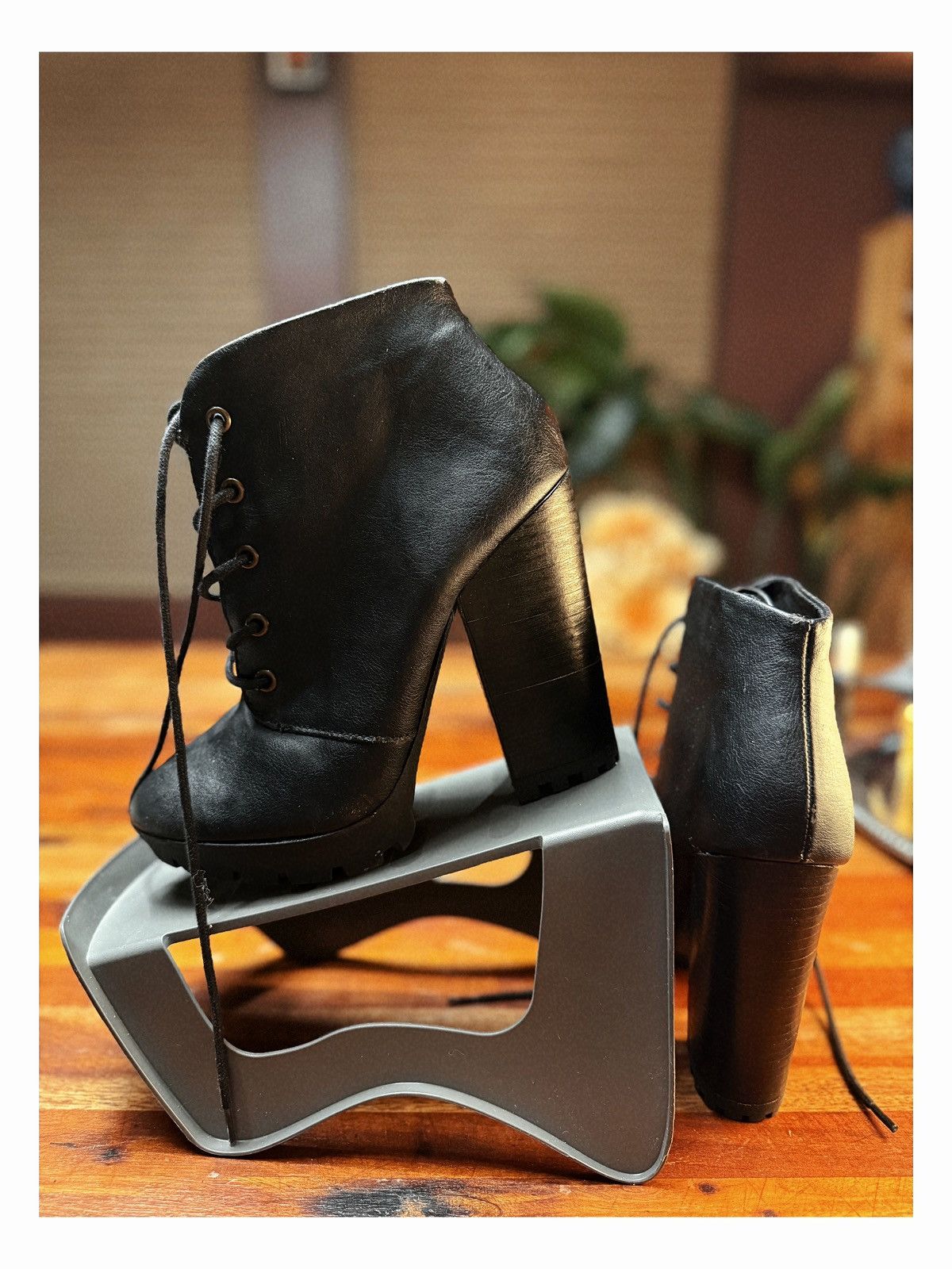 Other Madden Girl “Gabby” Black Platform Lace-Up Booties Size US 8.5 / IT 38.5 - 2 Thumbnail