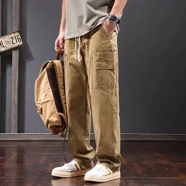 VIBE Khaki High Street Vintage Loose Casual Pants Size US 32 / EU 48 - 2 Thumbnail
