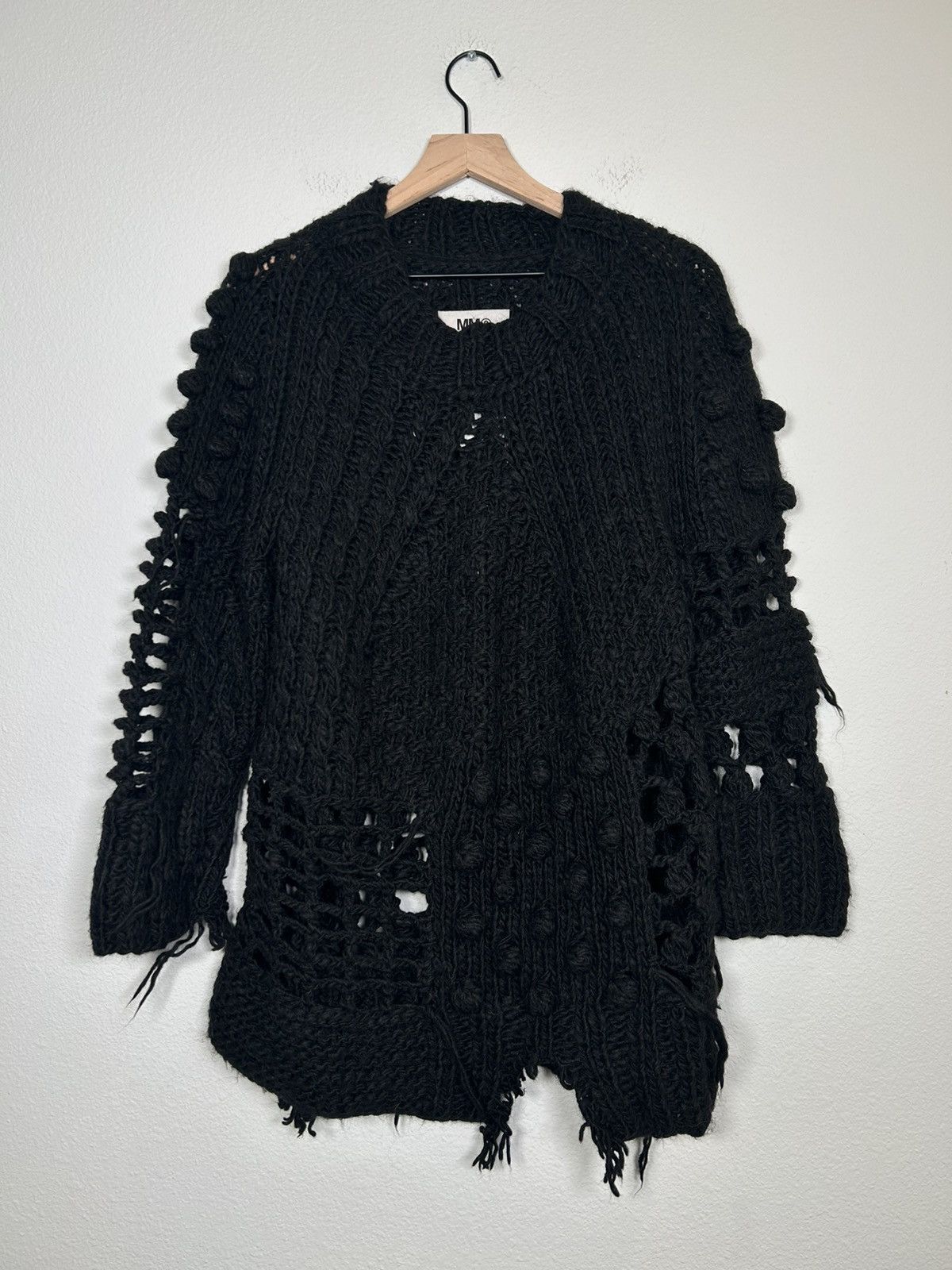 Maison Margiela ⑩ Destroy knit MM6 Maison Margiela Chunky Destroyed Cable Knit Sweater