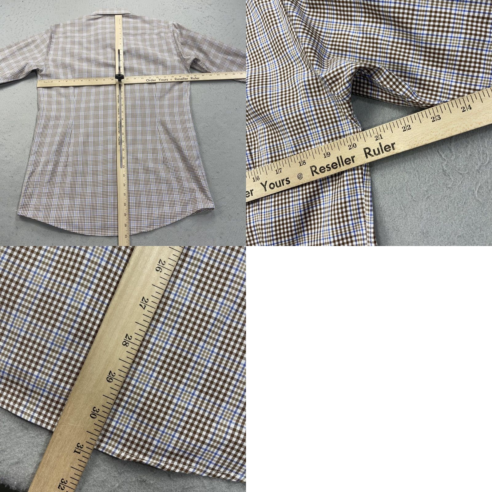 Eton Shirt Mens 16 41 L Brown Blue Gingham Slim Cotton Button Down Dress  Shirt - wpequipmentugltd.com