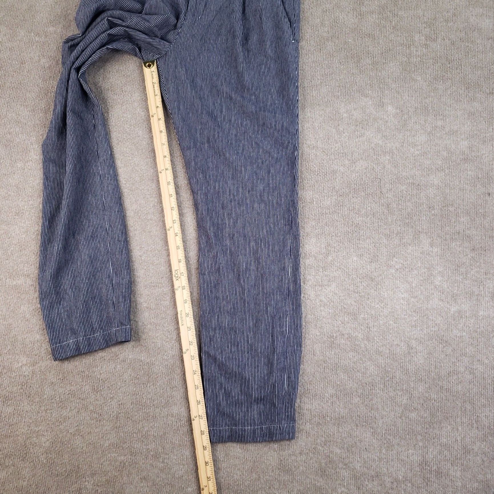Vince Vince Womens Size 8 Pants (32x29) Blue White Striped Knit Pleated Straight Leg Size 32" / US 10 / IT 46 - 2 Thumbnail