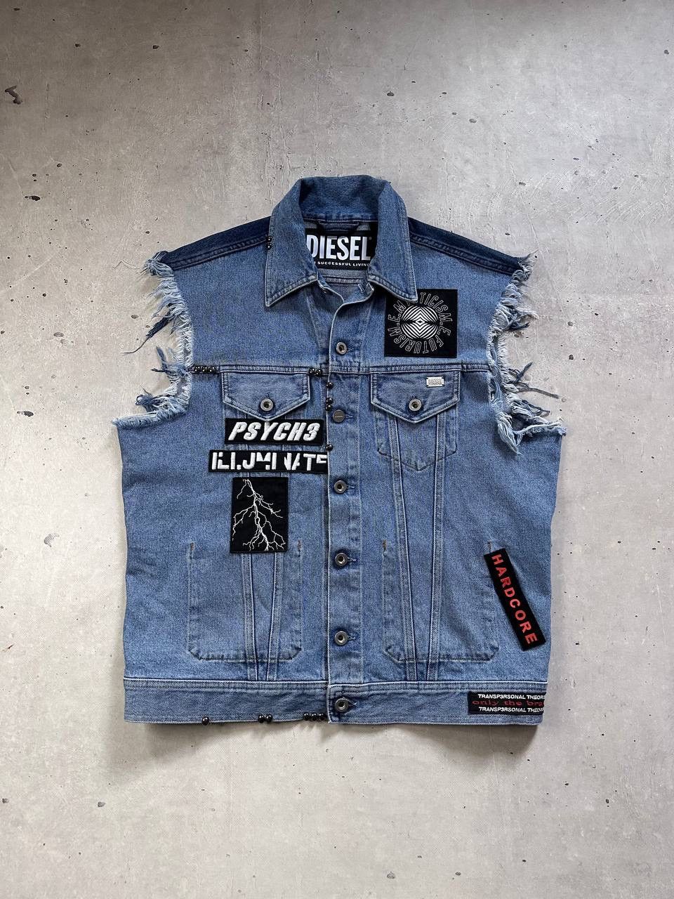 Diesel Diesel Denim Vest Punk Grunge Distressed Sleeveless Jacket Size US L / EU 52-54 / 3 - 1 Thumbnail