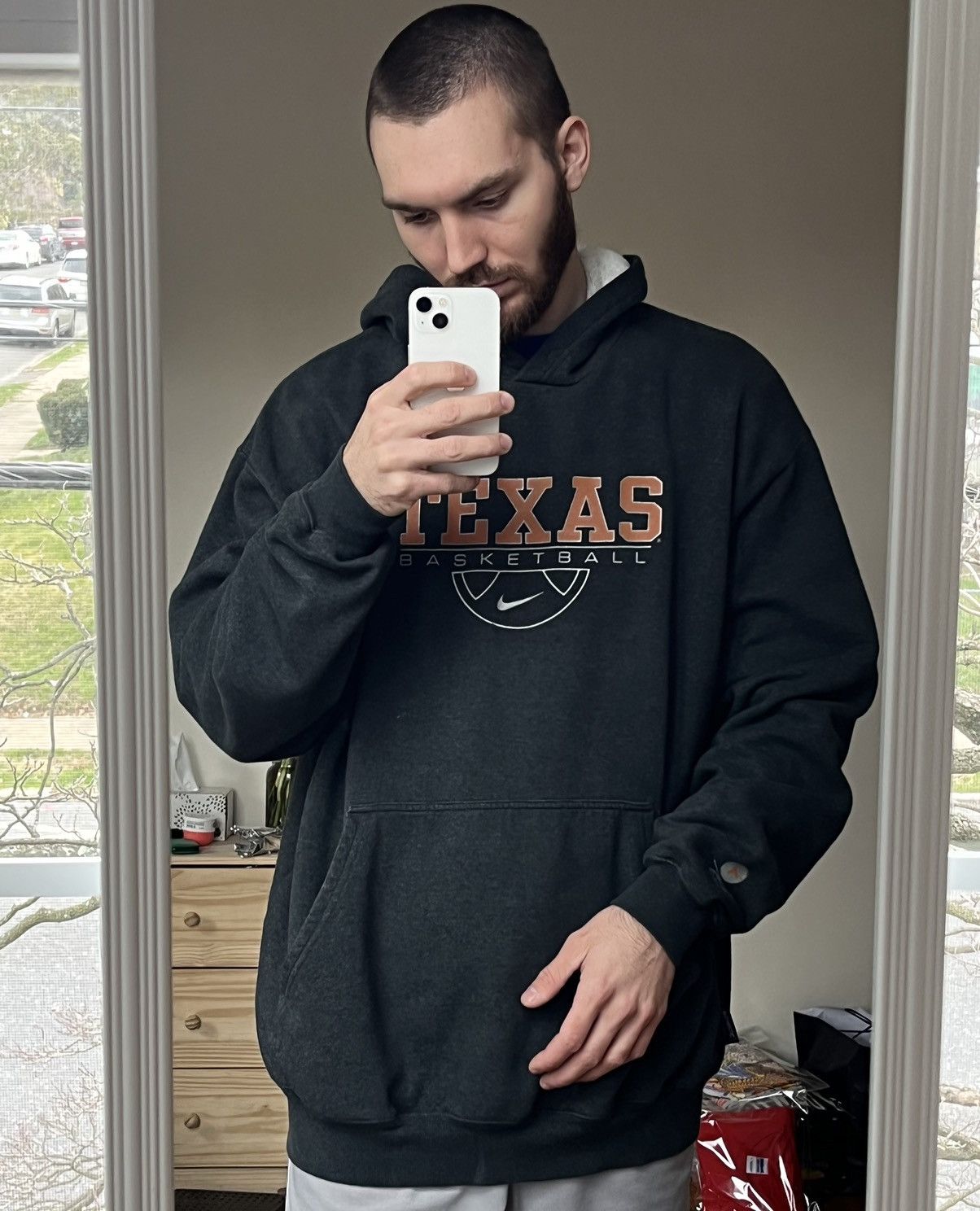 Nike × Vintage Vintage 90’s Nike Team Texas Basketball Baggy Hoodie Size US XXL / EU 58 / 5 - 5 Thumbnail