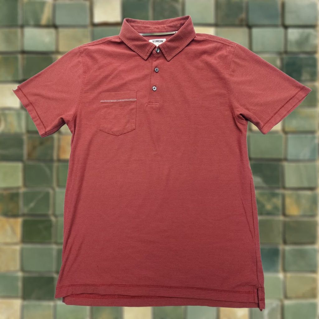Vintage Linksoul Polo Shirt Mens L Red Striped Stretch Performance Golf Casual Shirts USA 90s Size US L / EU 52-54 / 3 - 1 Thumbnail