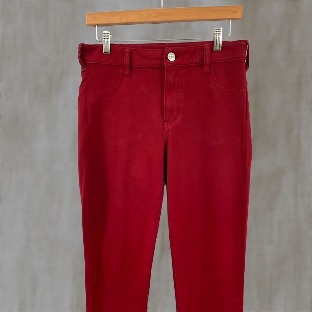 American Eagle Outfitters AMERICAN EAGLE WOMENS JEGGING RED Size SMALL 5-POCKET Denim Cotton Blend Stretch Regular Rise Mid 28in INSEAM Size 28" / US 6 / IT 42 - 1 Thumbnail