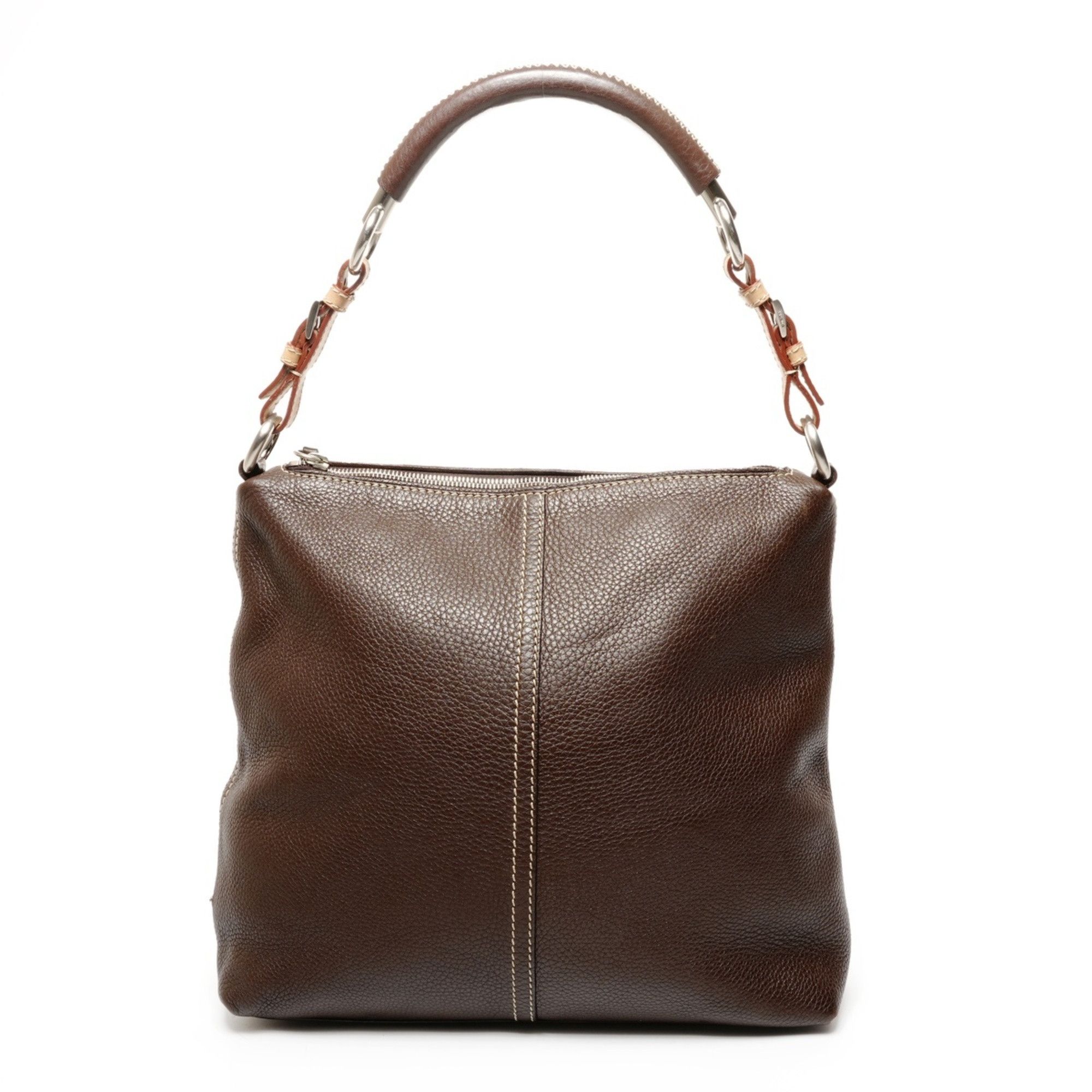 Prada PRADA Leather One-Shoulder Shoulder Bag Brown Size ONE SIZE - 1 Thumbnail