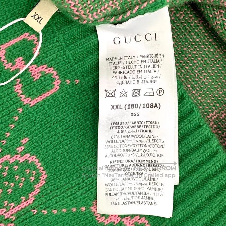 Gucci Gucci Green logo jacquard full-printed wool round-neck lon Size US XXL / EU 58 / 5 - 6 Thumbnail