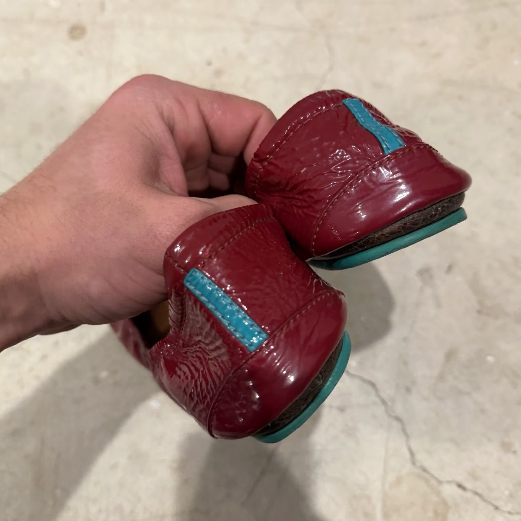 Vintage Tieks Ballet Flats Women 8 Ruby Red Patent Leather Flat Slip On City 90s? Wait not. No extra. Size US 8 / IT 38 - 6 Thumbnail