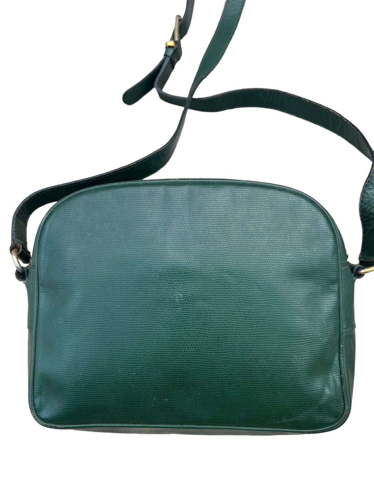 Celine × Leather Vintage CELINE Distress Patina Green Leather Bag riri Zipper Size ONE SIZE - 8 Thumbnail