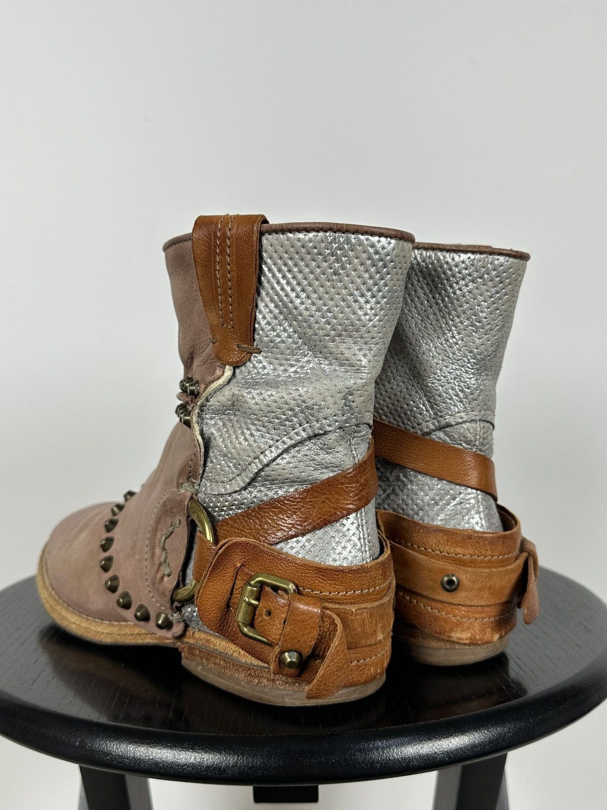 A.S.98 A.S.98. Leather Biker Ankle Studded Buckle Strap Boots Size US 6 / IT 36 - 4 Thumbnail