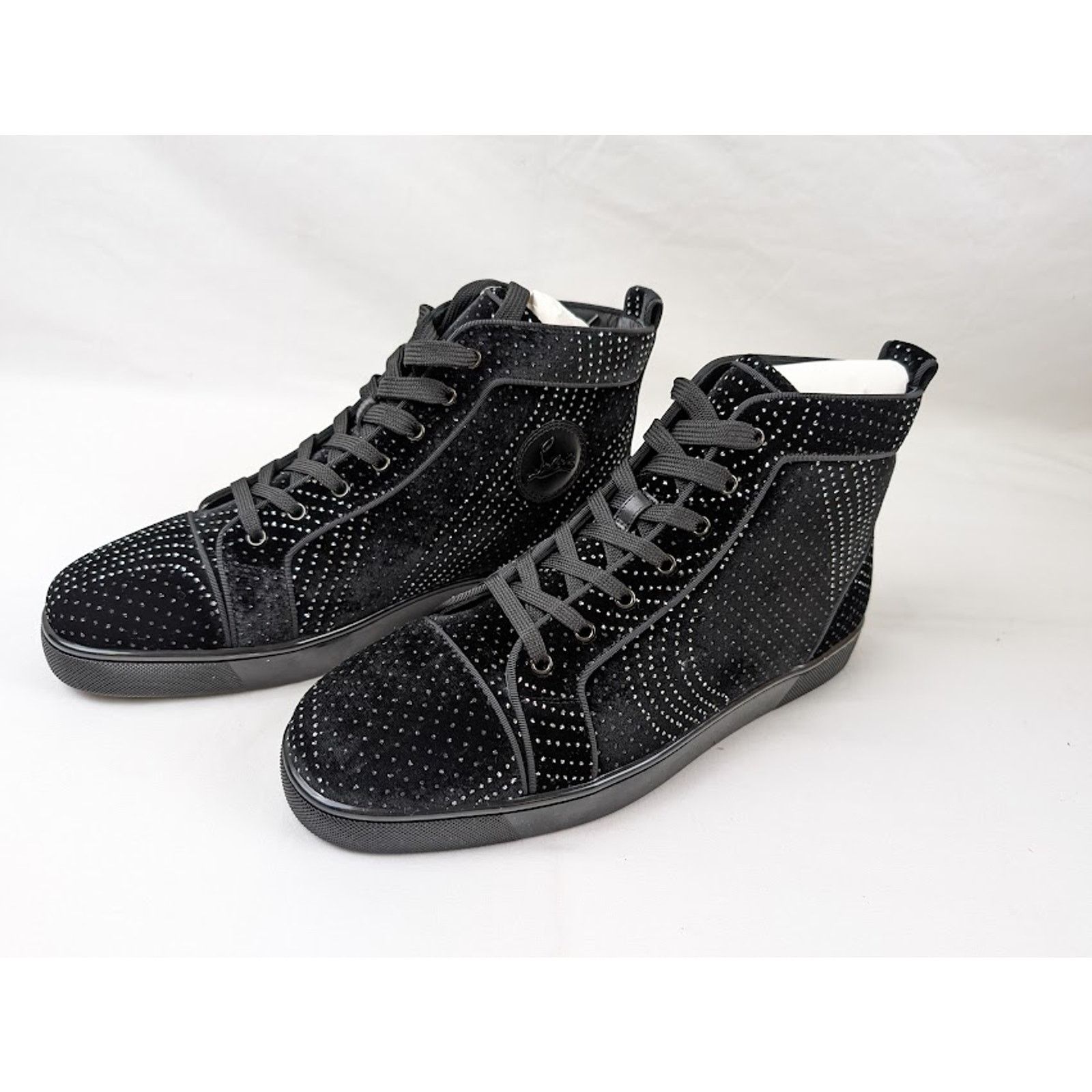 Christian Louboutin o1rshd1 Louis Orlato Flat Hi-Top Sneakers in Black/Silver Size US 13 / EU 46 - 10 Thumbnail