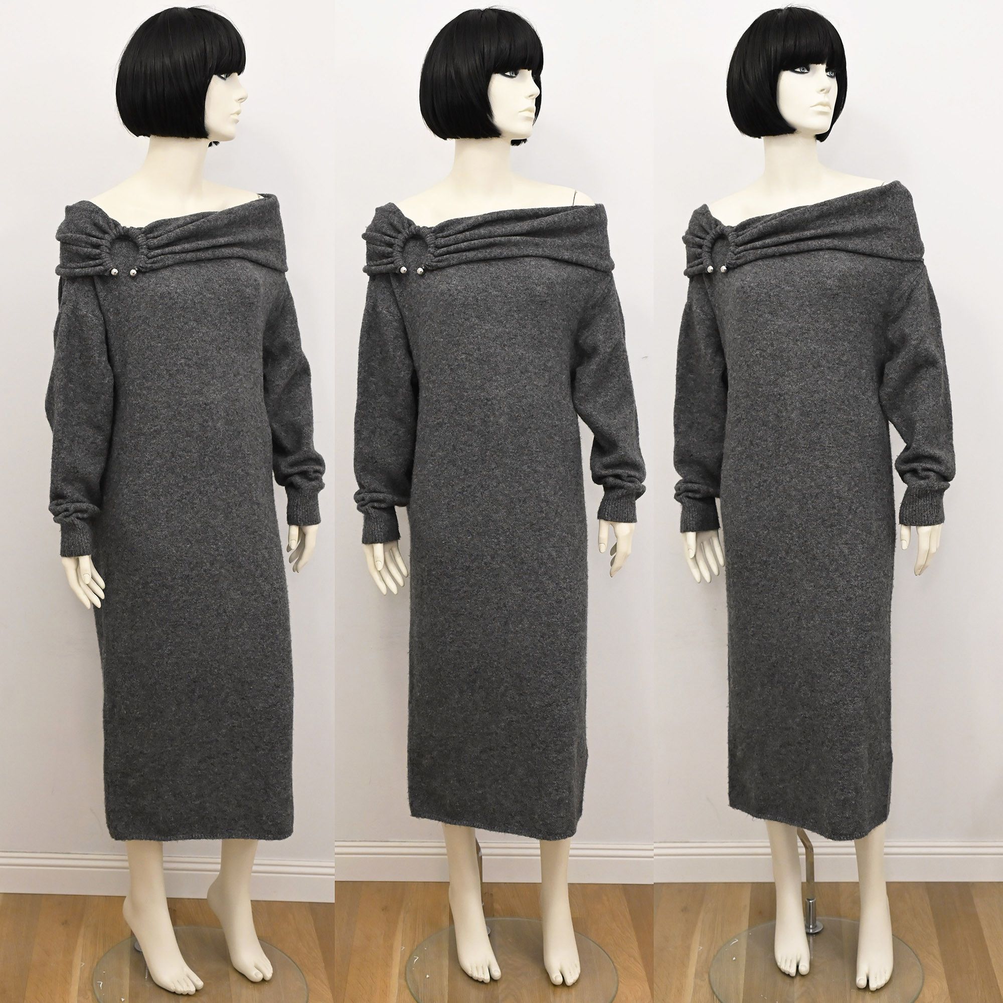 Zara Zara draped soft knit midi dress in grey size S Size S / US 4 / IT 40 - 2 Thumbnail