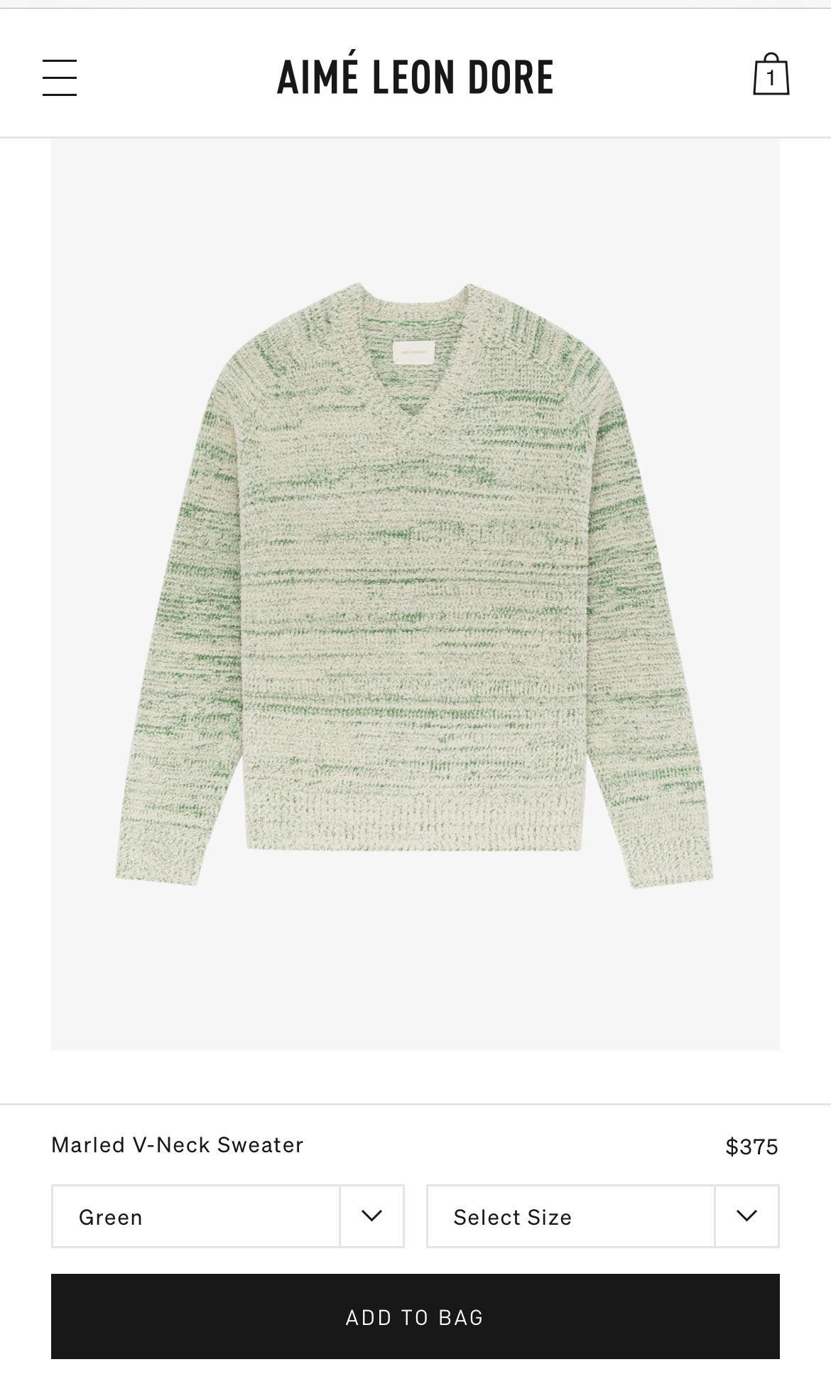 Aime Leon Dore Marled V Neck Sweater Size US M / EU 48-50 / 2 - 7 Thumbnail