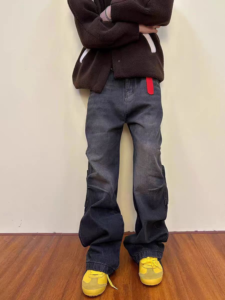 Japanese Brand × Jean Washed and distressed frayed high street wide leg jeans Size US 34 / EU 50 - 2 Thumbnail